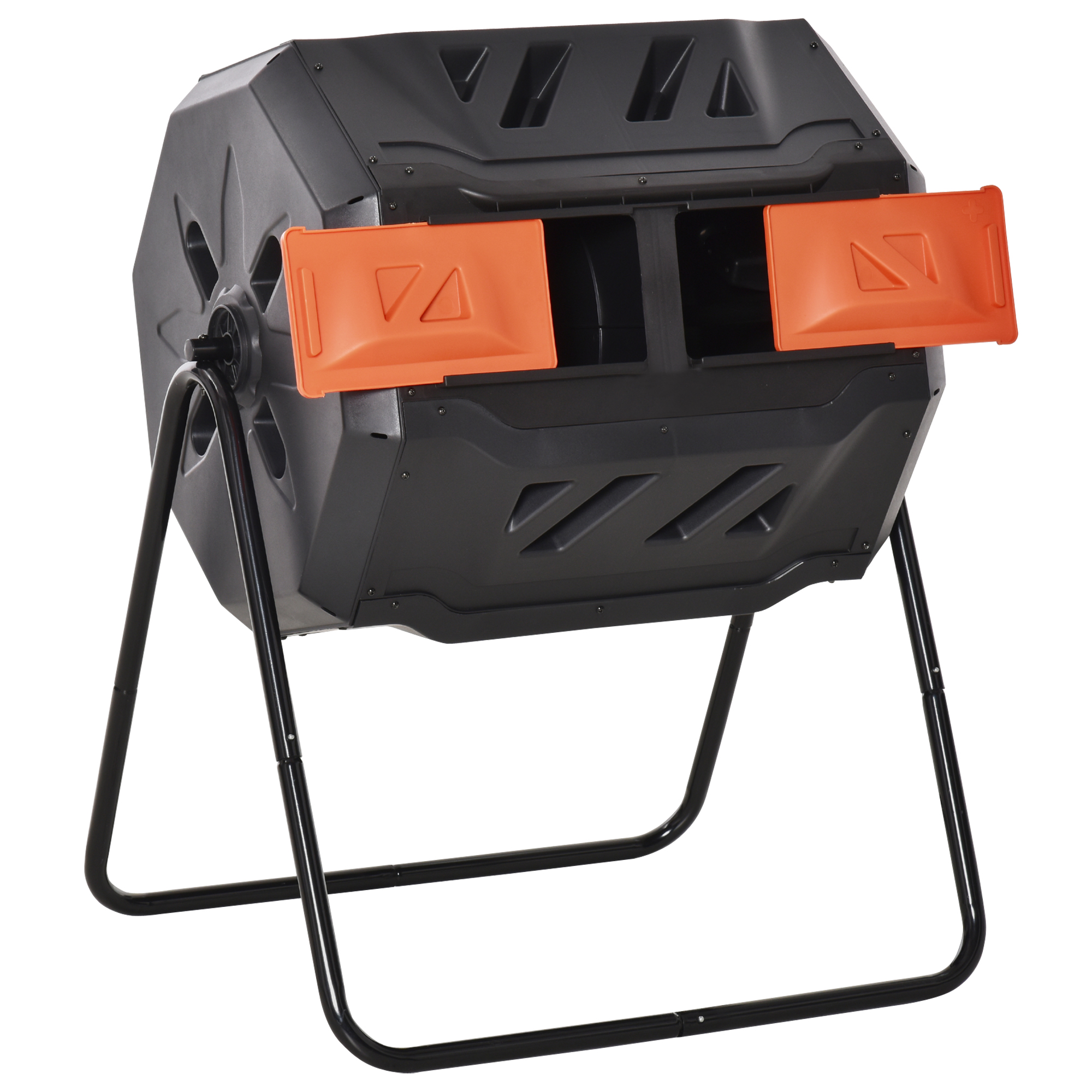 SUNVISTA 160L 360deg Rotating Dual Chamber Composter - Orange - Life Essentials