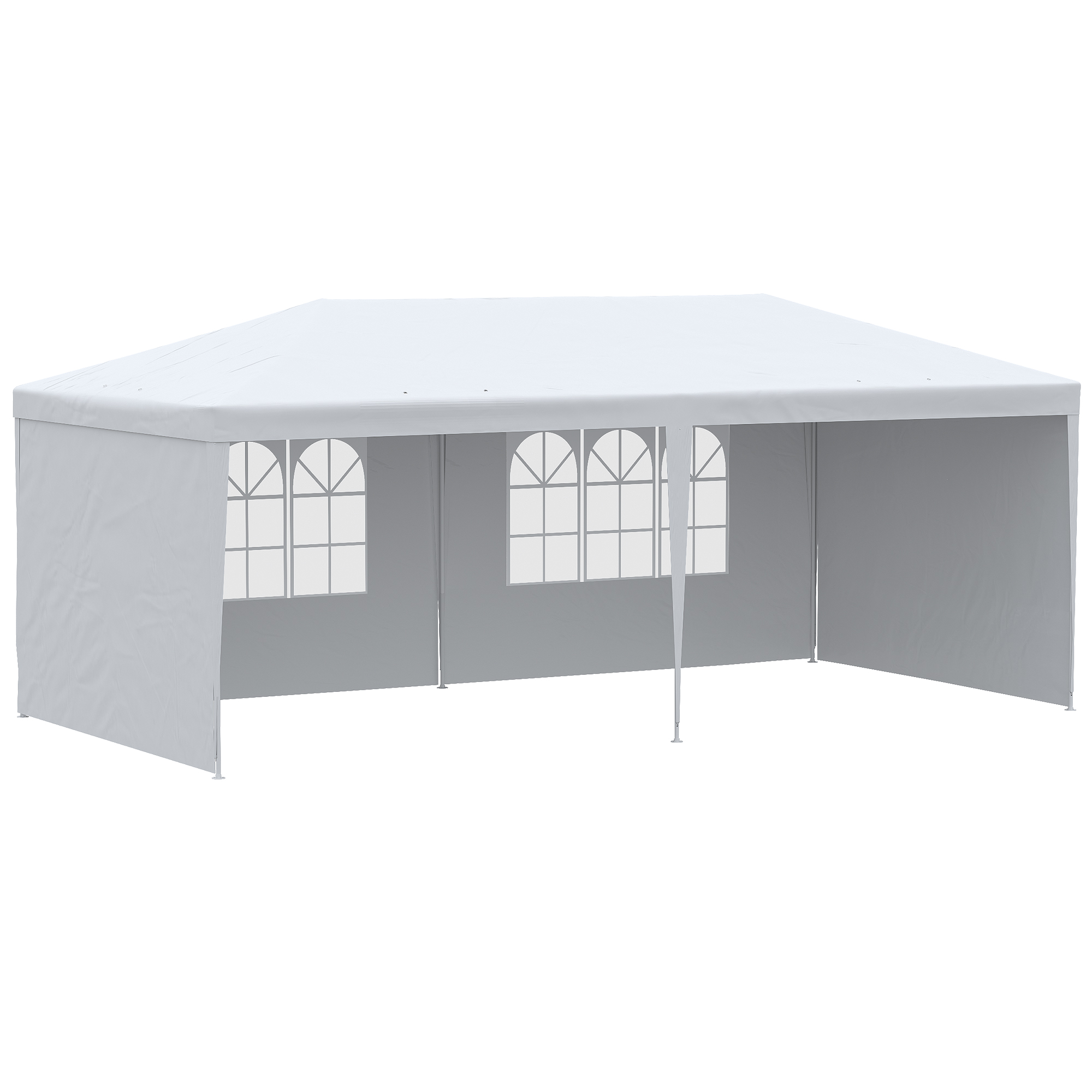 6 x 3 m Party Tent Gazebo Marquee Outdoor Patio Canopy Shelter with Windows and Side Panels White - Life Essentials