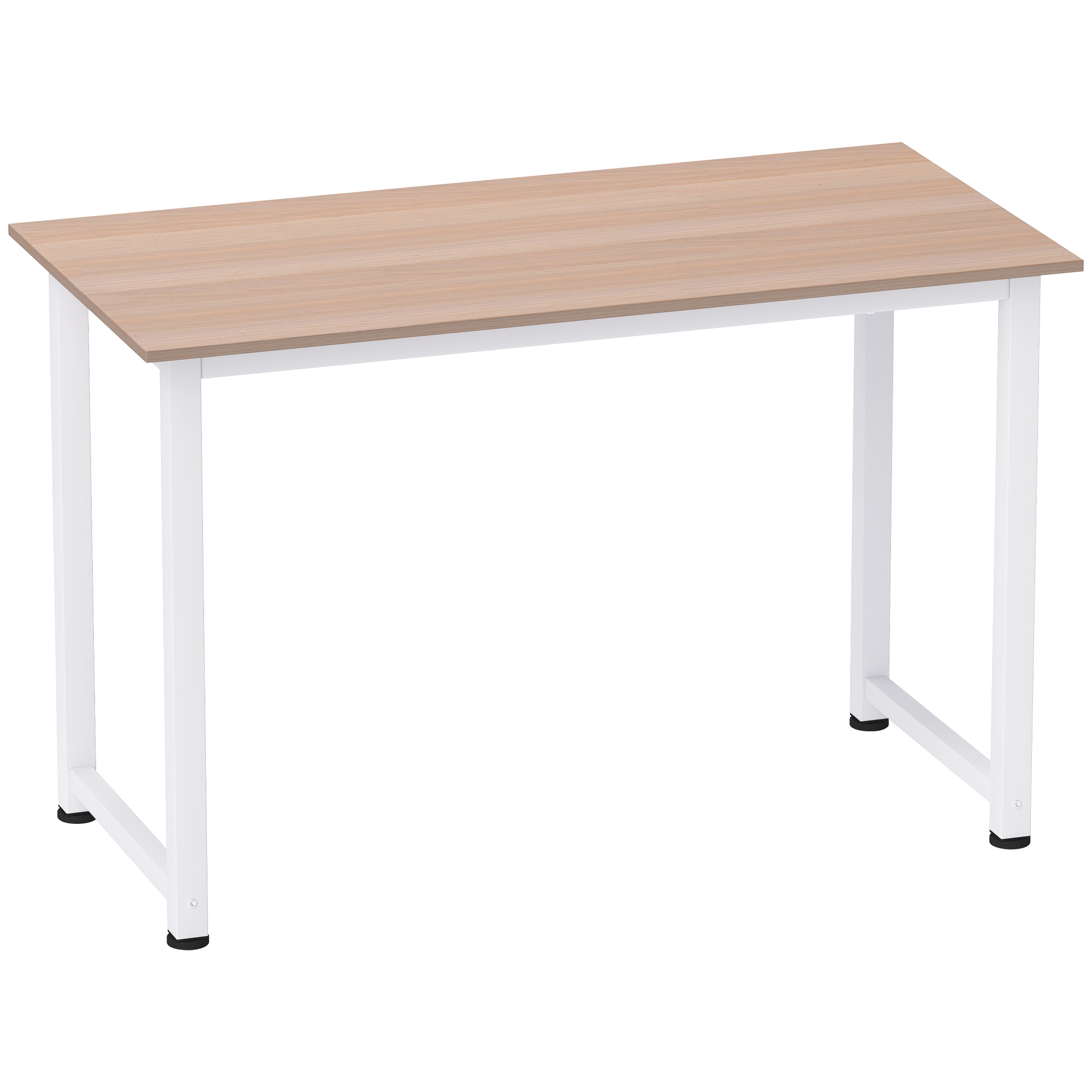 Computer Desk PC Writing Table Home Office Workstation Adjustable Feet Stable Work Study w/ Metal Frame Oak White - Life Essentials