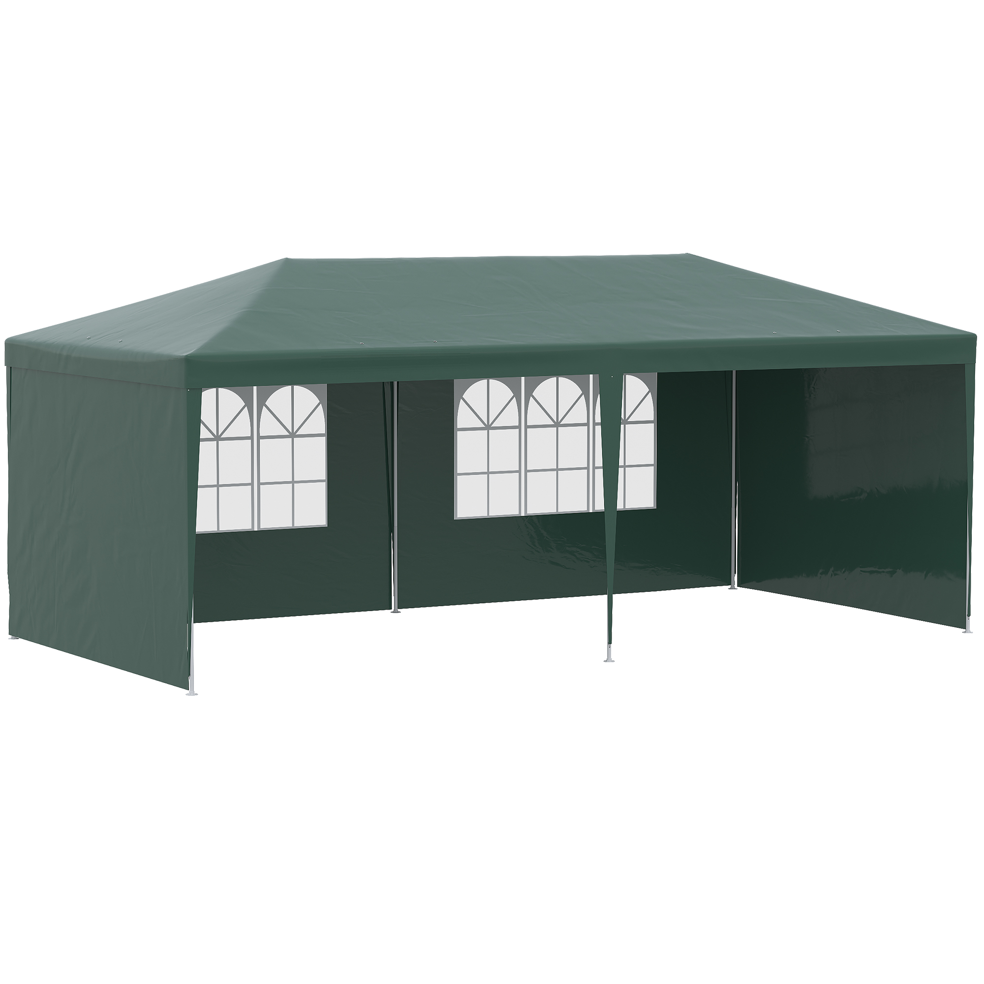6x3 m Party Tent Gazebo Marquee Outdoor Patio Canopy Shelter with Windows and Side Panels, Green - Life Essentials