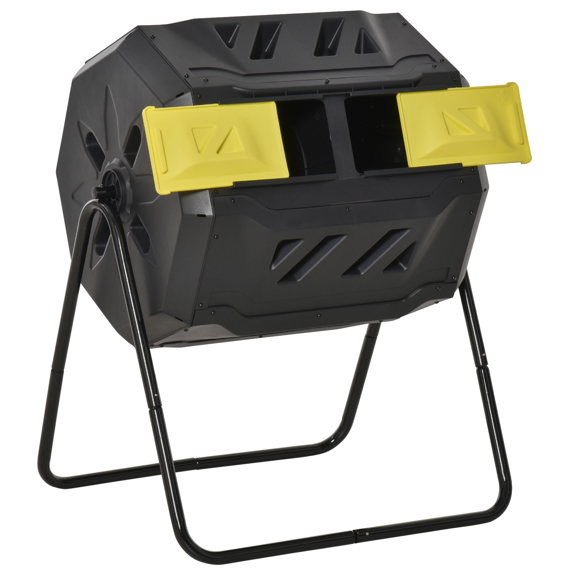SUNVISTA 160L 360deg Rotating Dual Chamber Composter - Yellow - Life Essentials