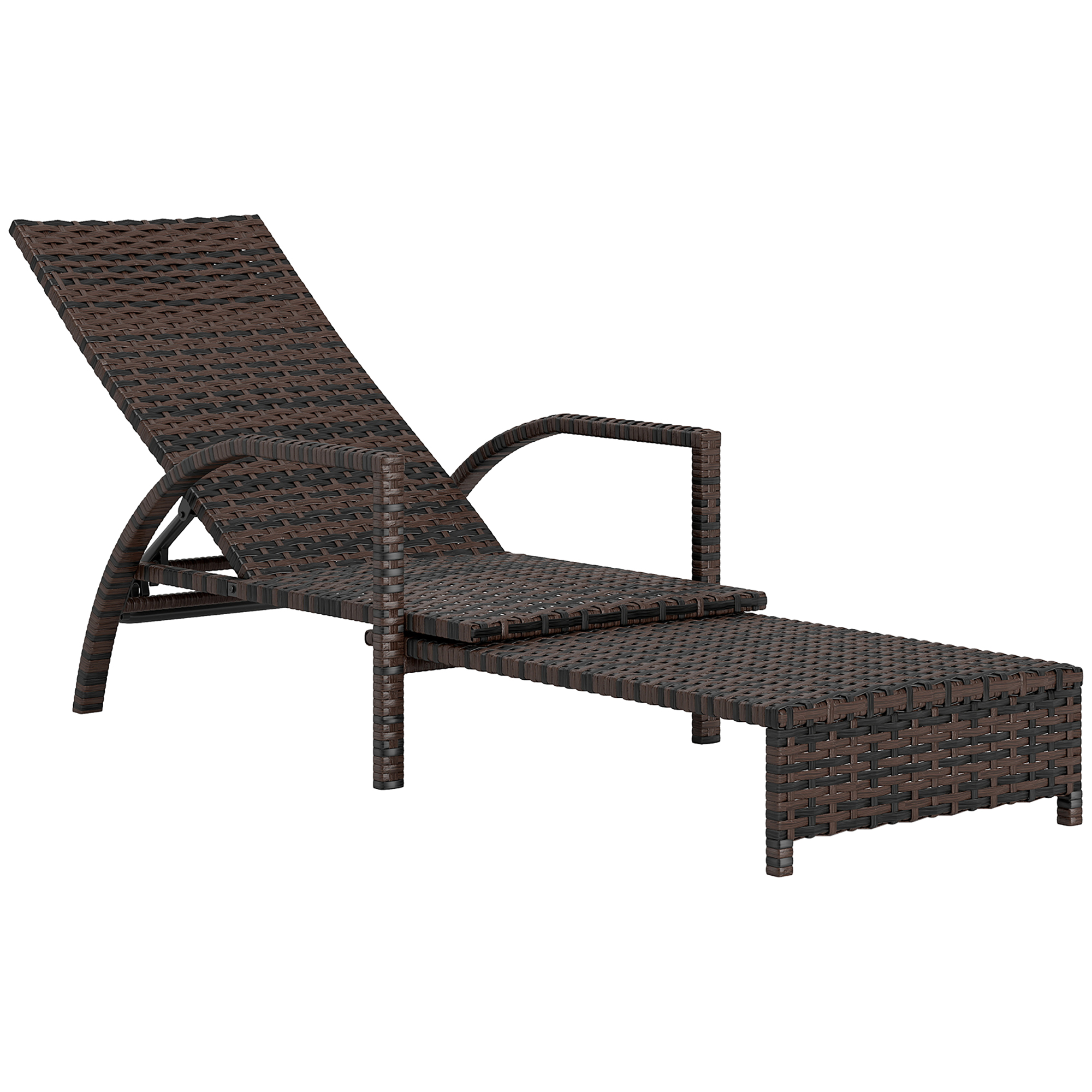 SUNVISTA PE Rattan Sun Lounger with Adjustable Backrest - Mixed-brown - Life Essentials