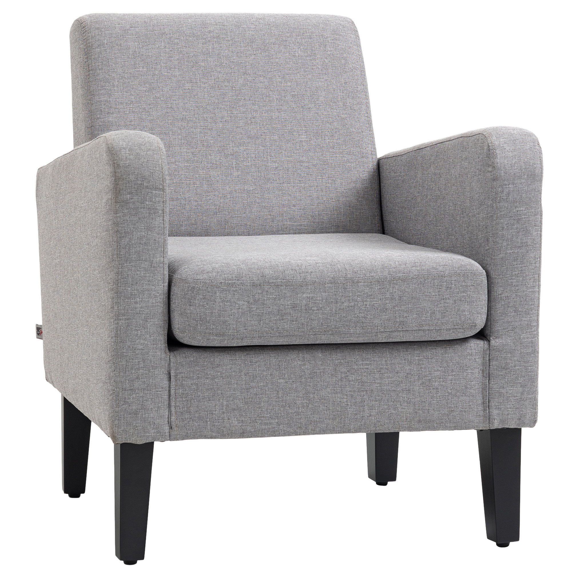 Modern Accent Chair Rubber Wood Legs for Living Room Bedroom - Light Grey - Life Essentials