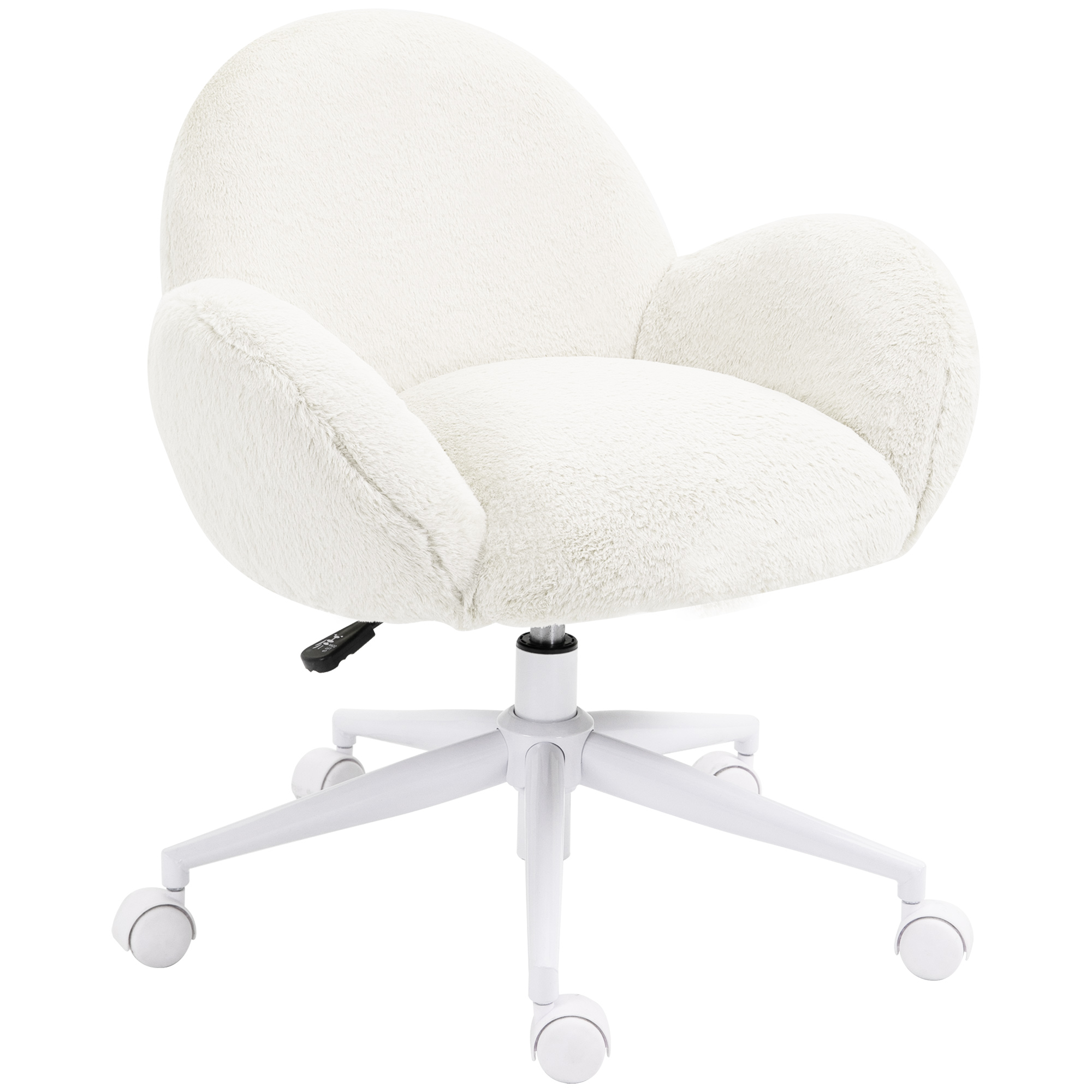 Scott Fluffy Makeup Vanity Chair with Rolling Wheels - Cream White - Life Essentials