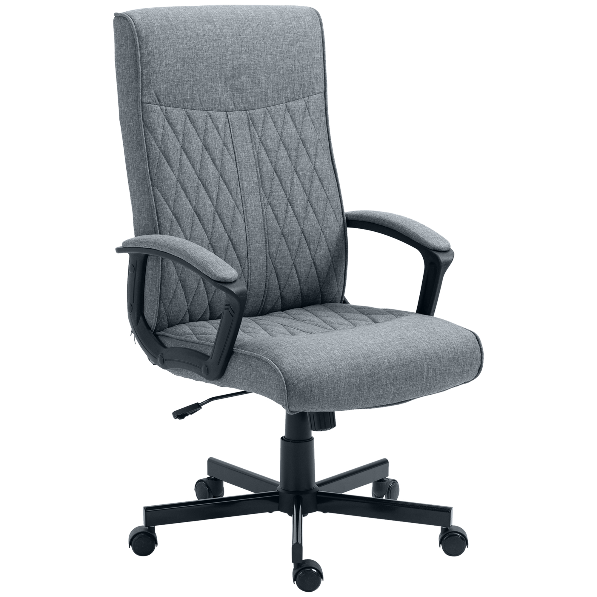 High-Back Home Office Chair, Linen Swivel Computer Chair with Adjustable Height and Tilt Function for Living Room, Bedroom, Study, Dark Grey - Life 