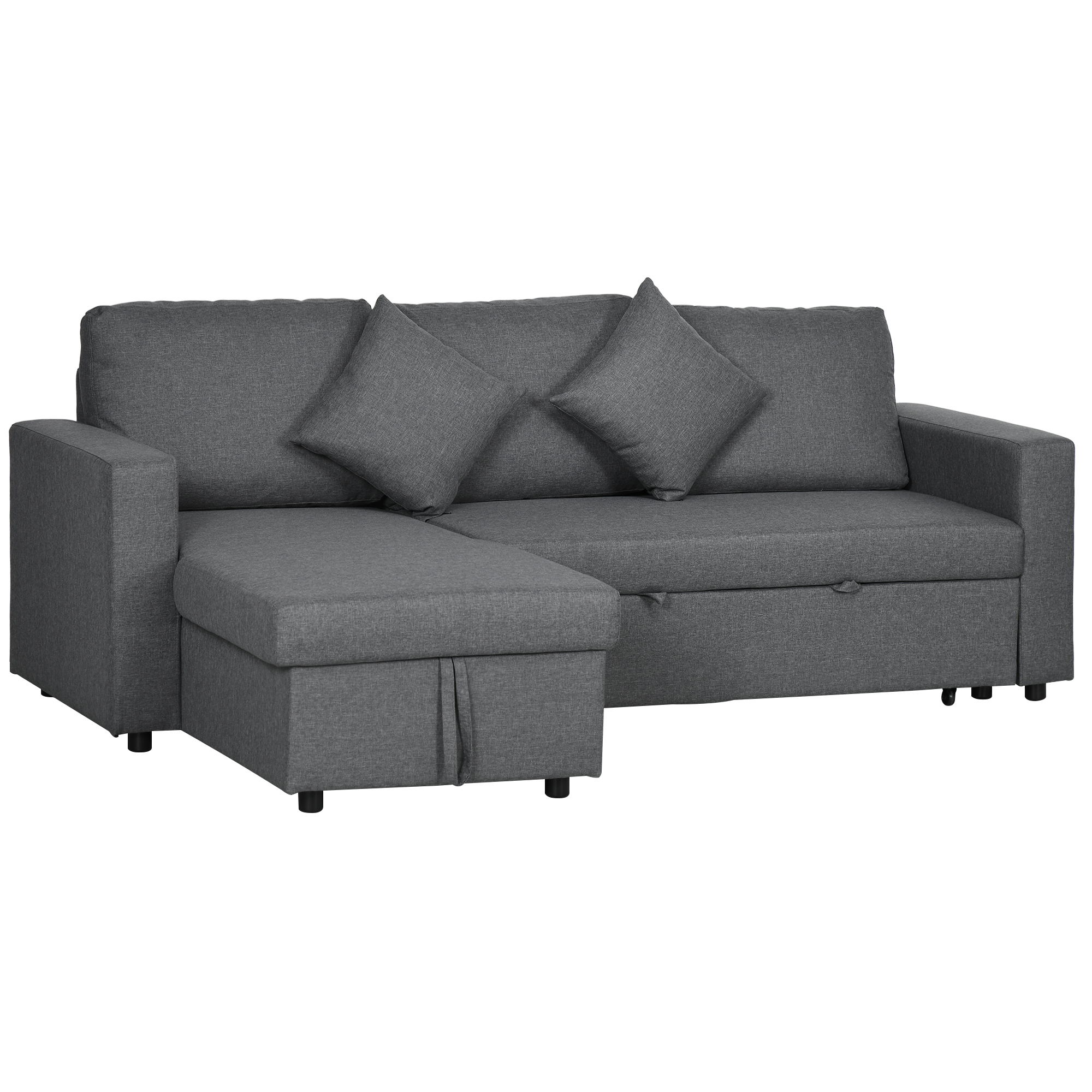 Scott Corner Sofa Bed with Storage - Dark Grey - Life Essentials