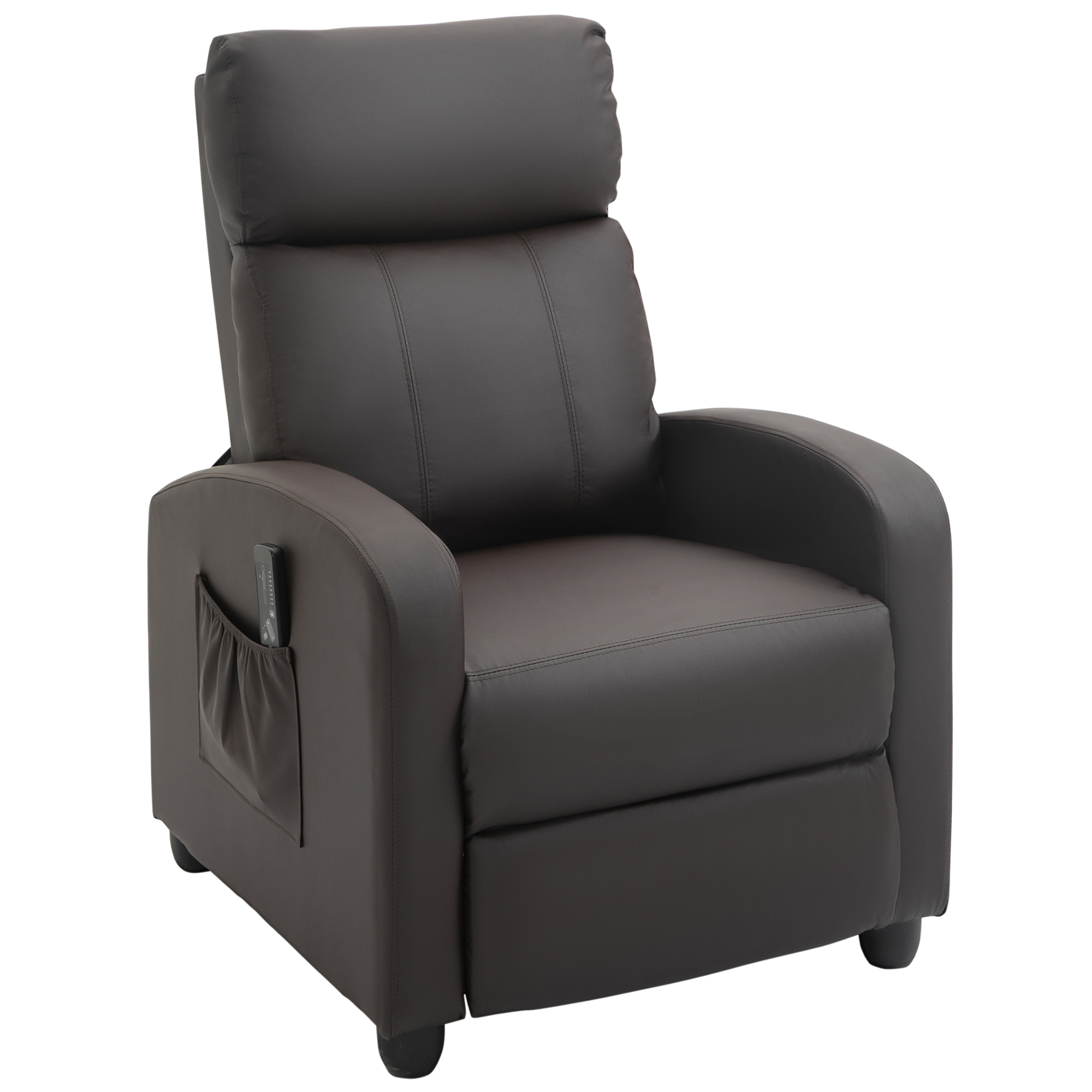 Recliner Sofa Chair PU Leather Massage Armcair w/ Footrest and Remote Control for Living Room, Bedroom, Home Theater, Brown - Life Essentials