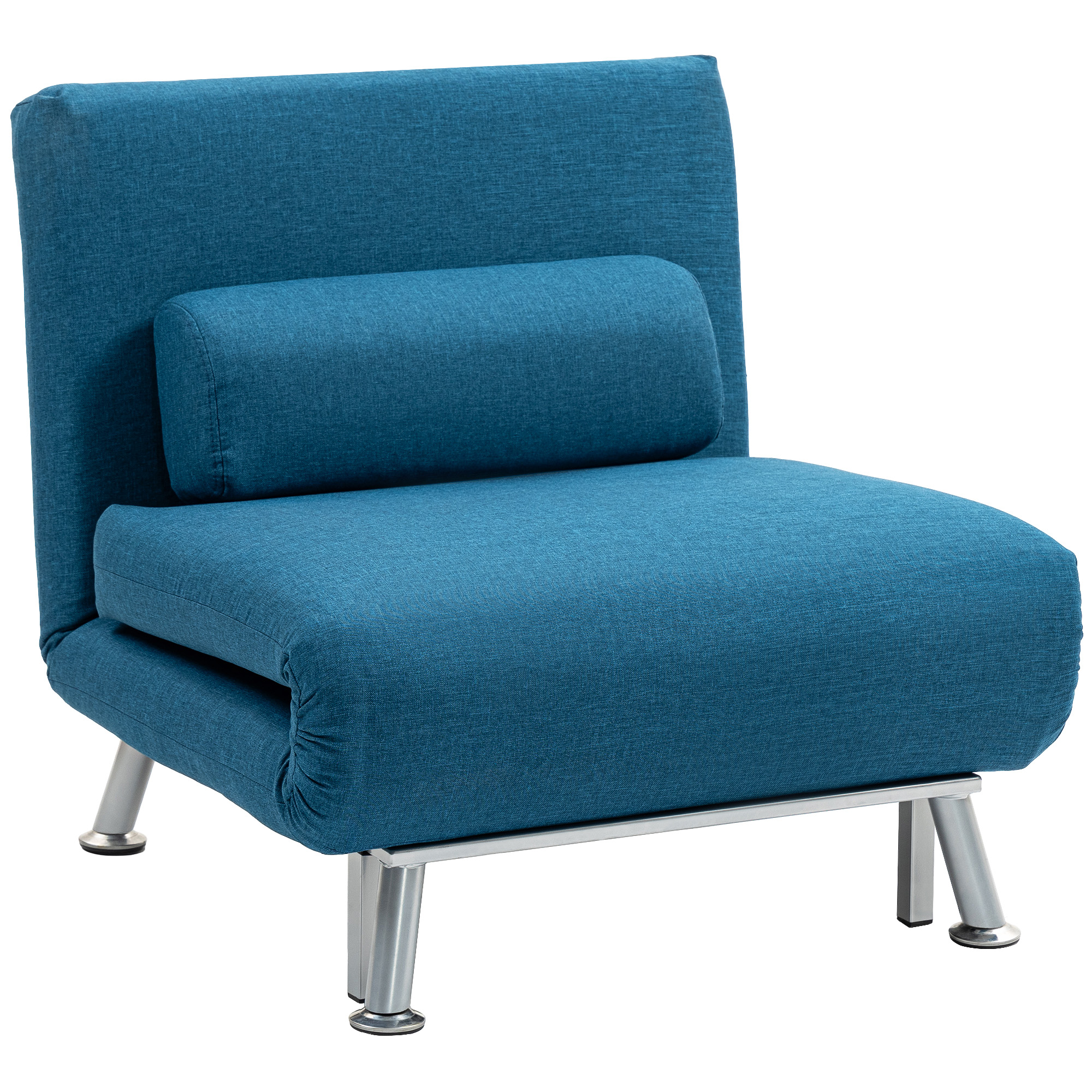 Single Sofa Bed - 1 Person Sleeper Foldable Lounge with Pillow Blue 75cm - Life Essentials