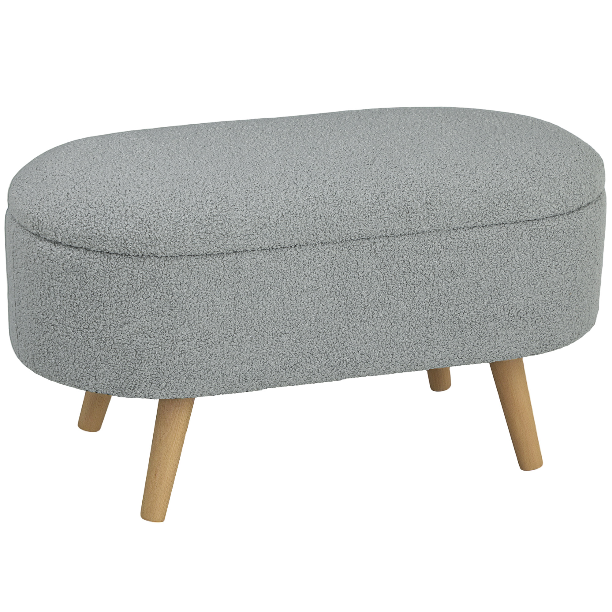 HERON Teddy Fleece Storage Ottoman - Grey - Life Essentials