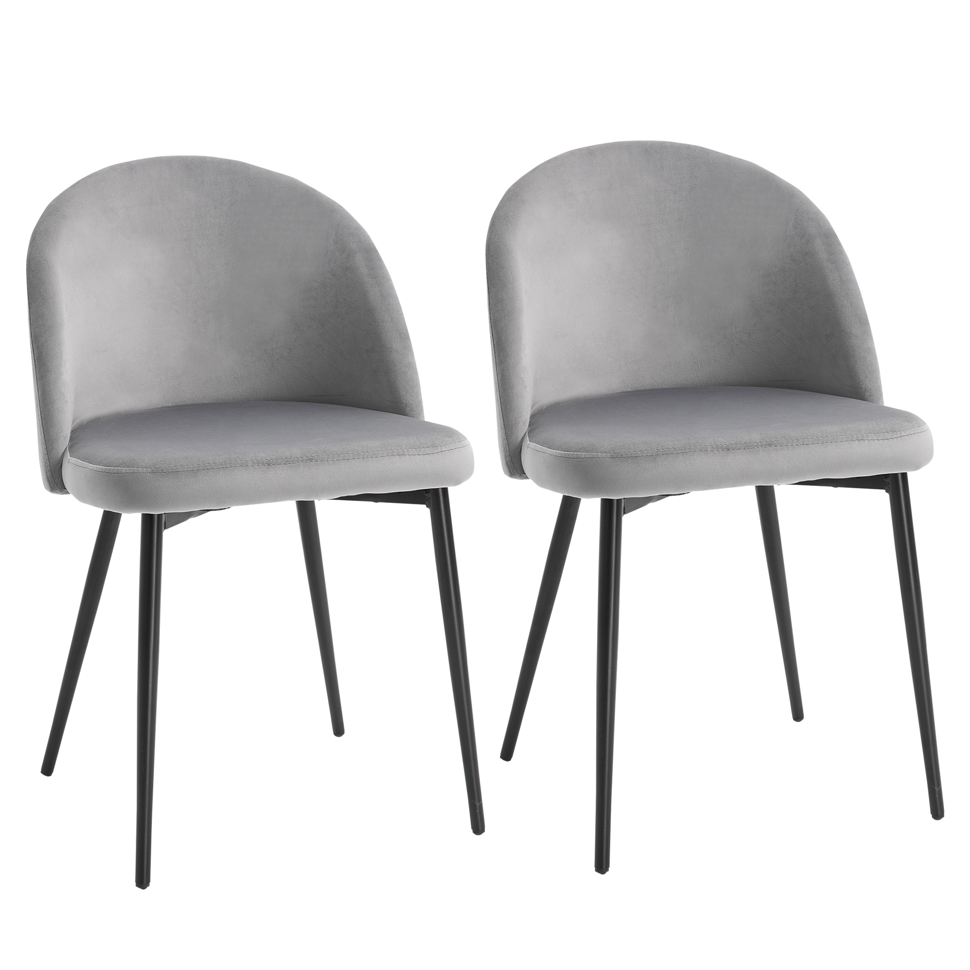 Dining Chairs Set of 2 Contemporary Design for Office Dining Kitchen w/Soft Fabric Seat and Back Living Room - Grey - Life Essentials