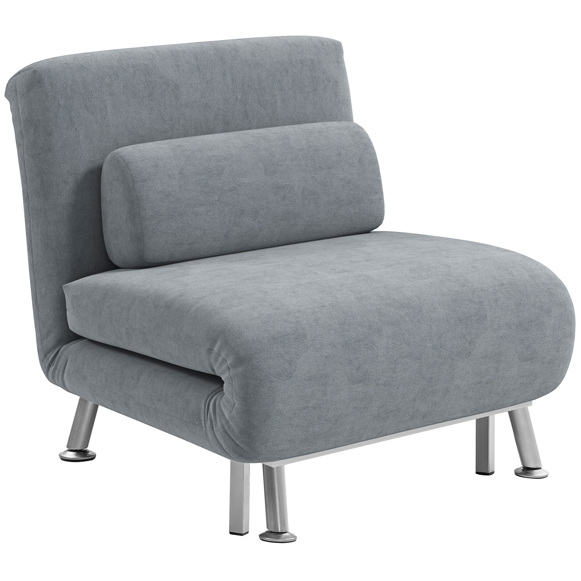 HERON Single Velvet-Feel Sleeper Chair - Grey - Life Essentials