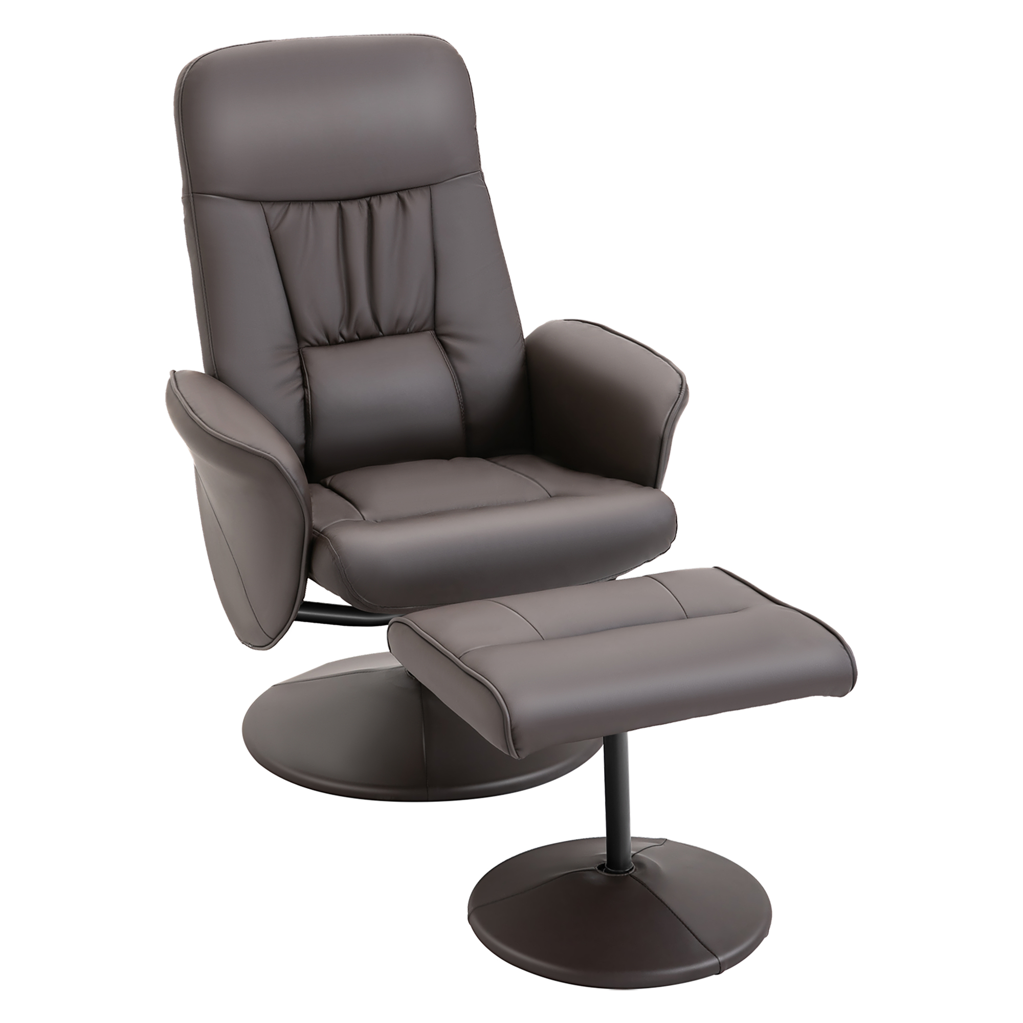 Executive Recliner Chair High Back and Footstool Armchair Lounge Seat Brown - Life Essentials