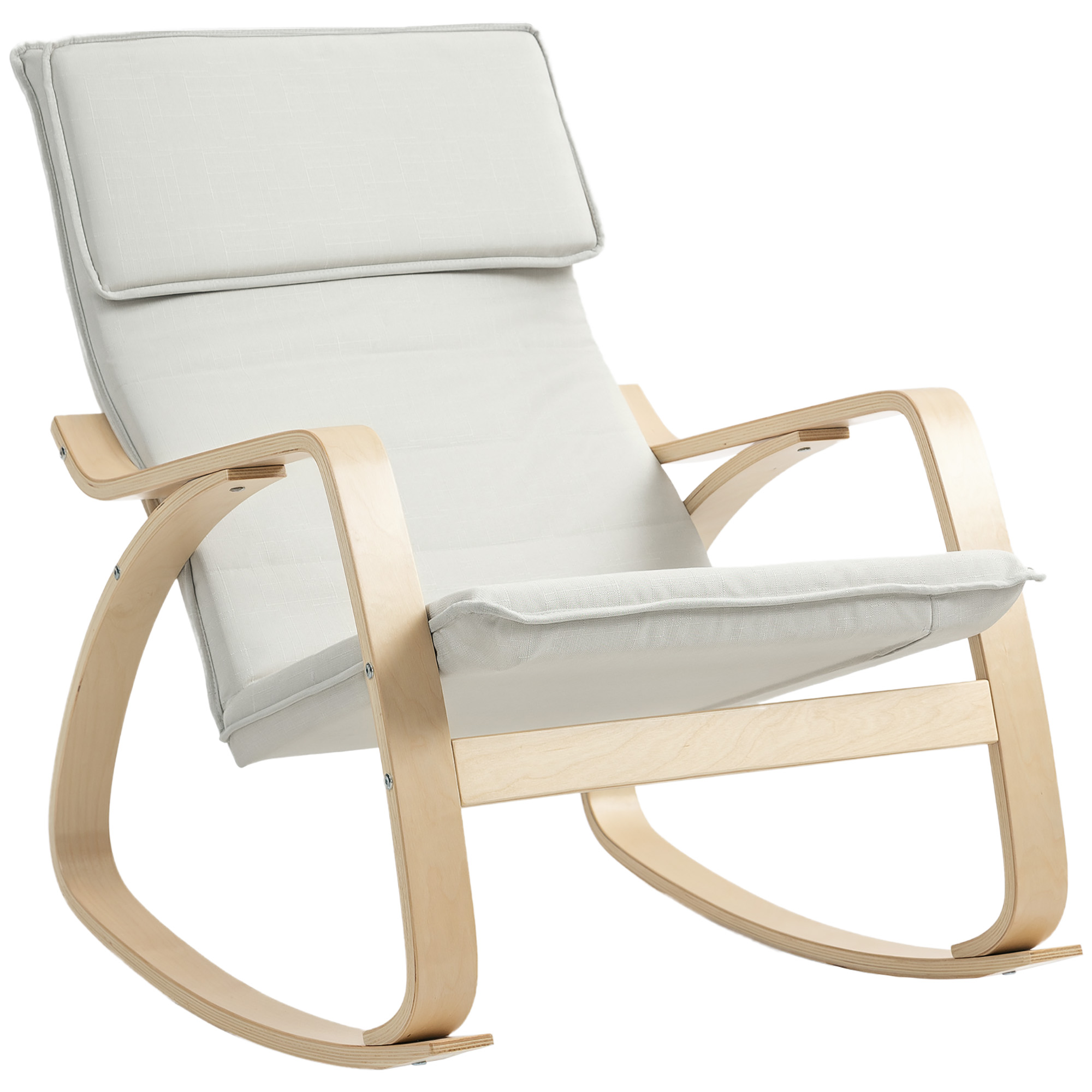 HERON Comfortable Relax Rocking Chair, Upholstered Lounge Chair Recliner with High Back and Headrest for Living Room, Bedroom, Cream White - Life 