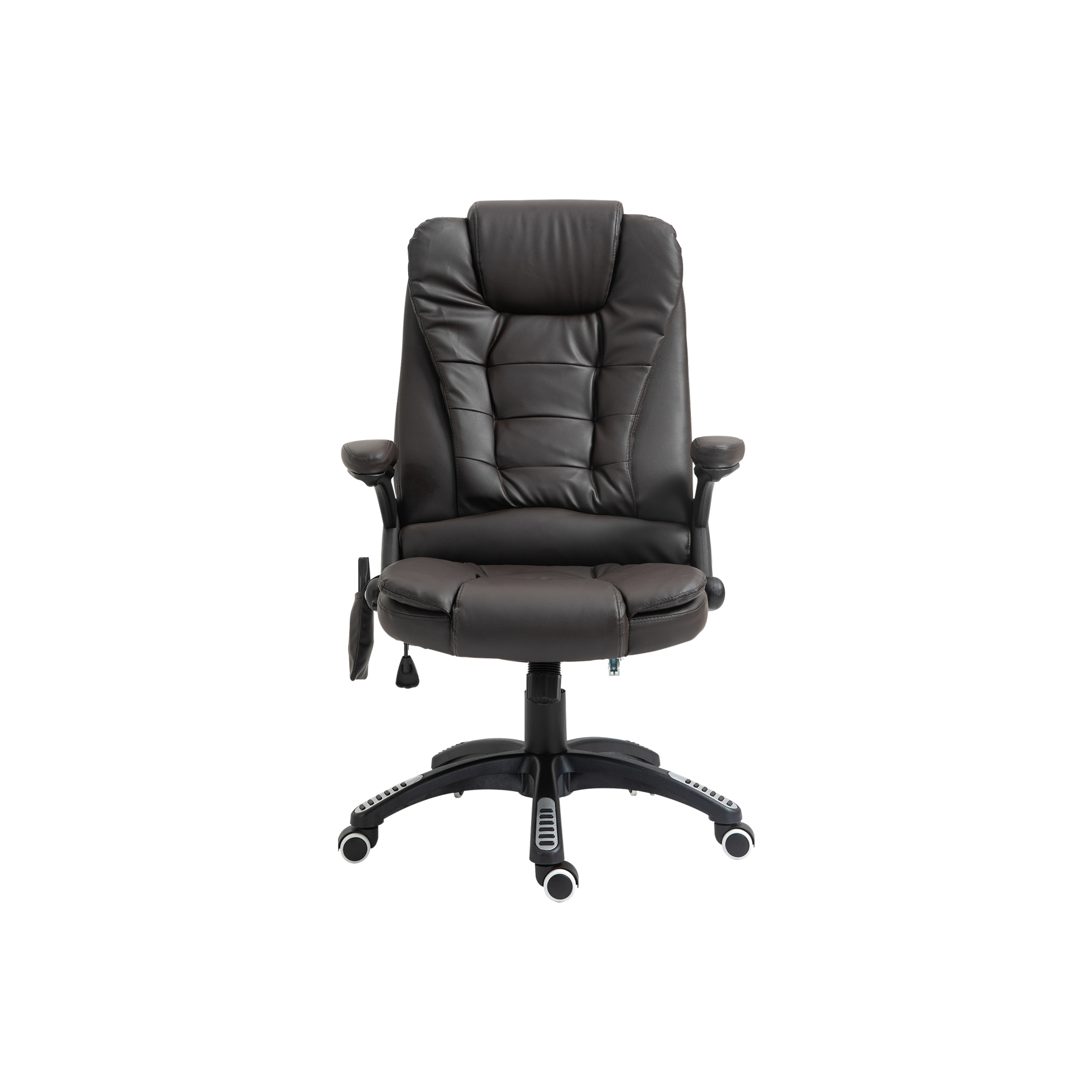 Executive Office Chair with Massage and Heat, High Back PU Leather Massage Office Chair With Tilt and Reclining Function, Brown - Life Essentials