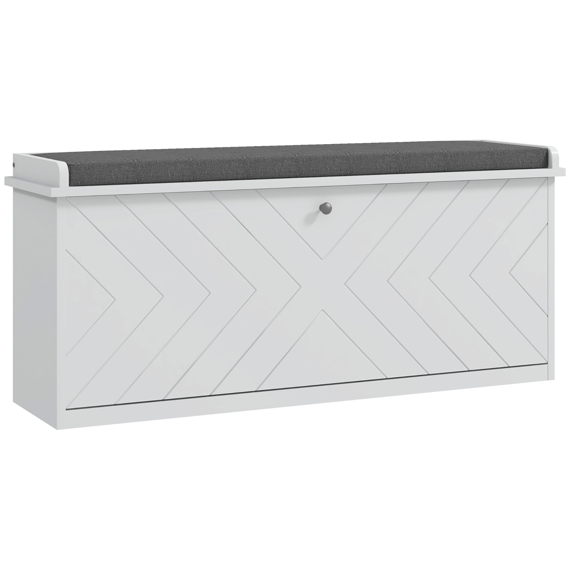Scott Upholstered Hallway Bench with Flip Drawer - White - Life Essentials