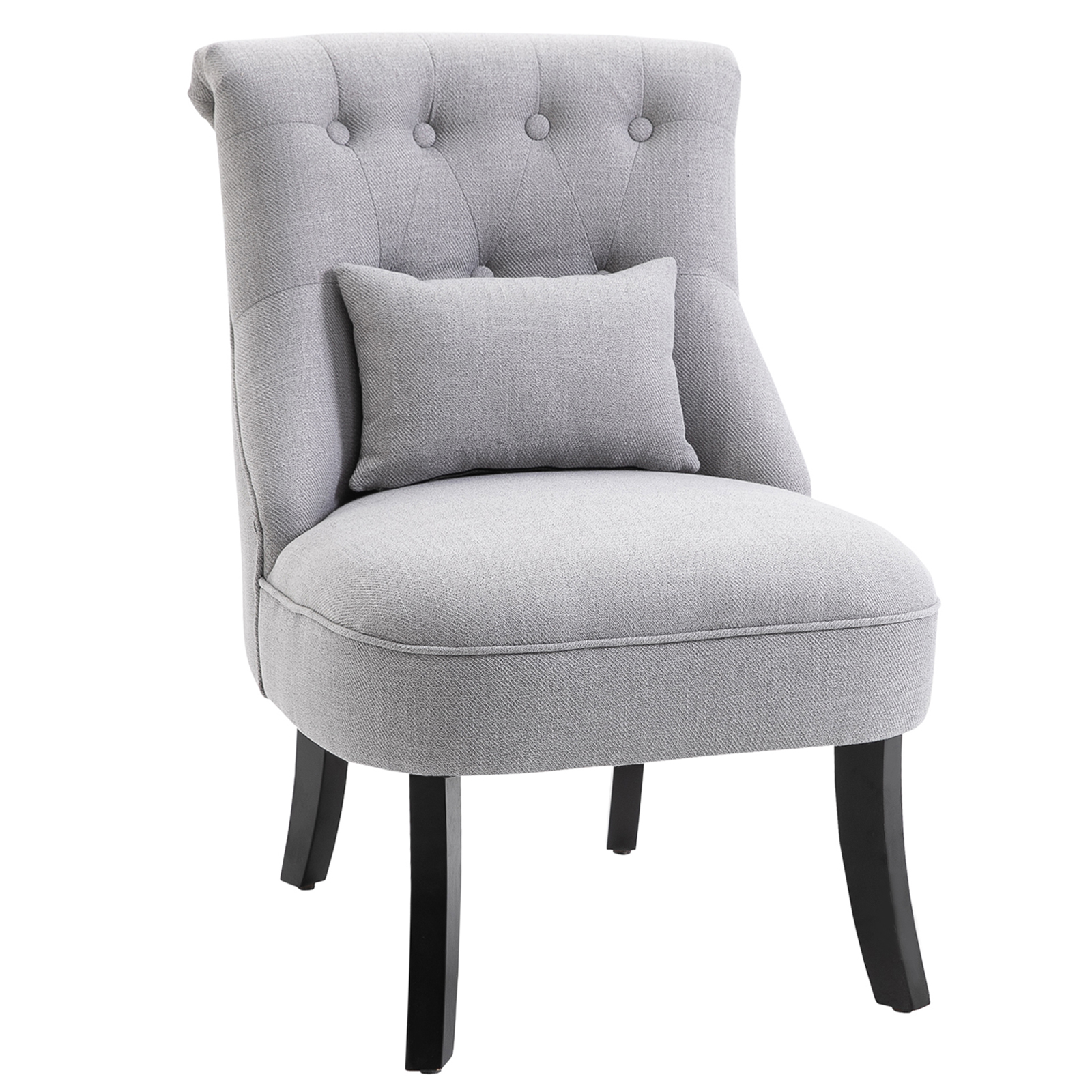 Fabric Single Sofa Dining Chair Tub Chair Upholstered W/ Pillow Solid Wood Leg Home Living Room Furniture Grey - Life Essentials