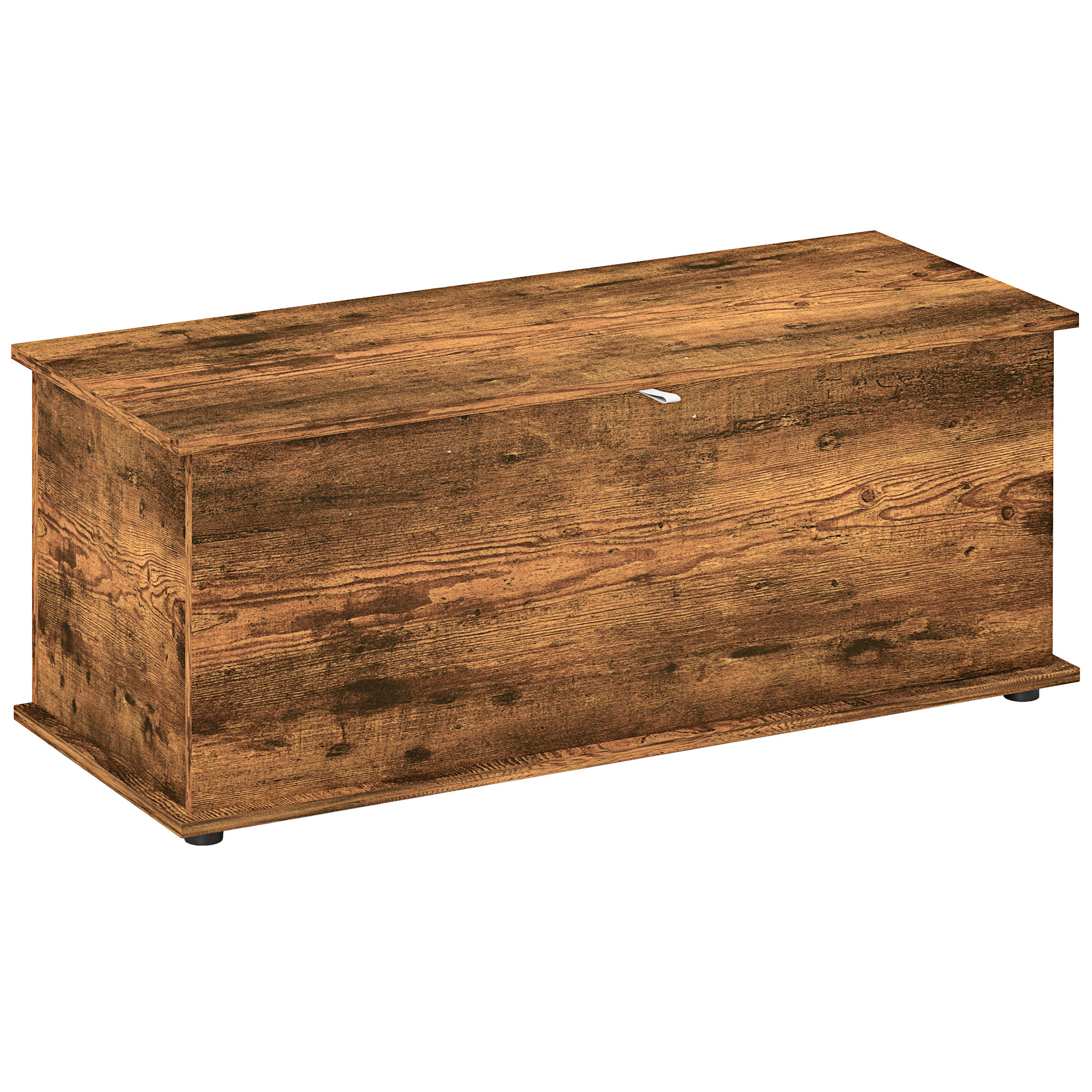 HERON 113L Storage Chest, Storage Box with Flip-Top Lid and 2 Safety Hinges, Storage Trunk for Living Room, Entryway, 100 x 40 x 40 cm, Rustic Brown -