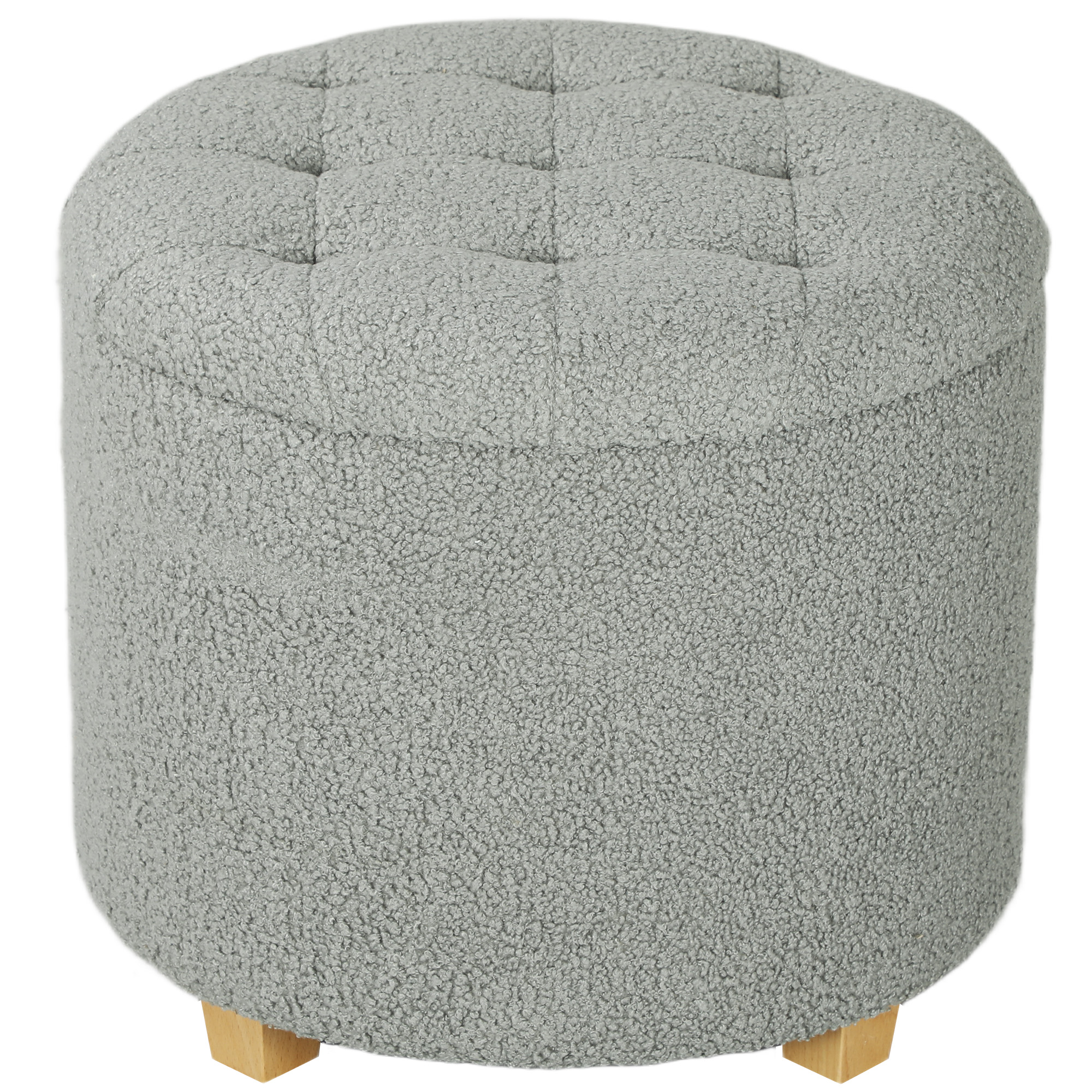 HERON 31.8L Teddy Fleece Storage Ottoman - Dark Grey - Life Essentials