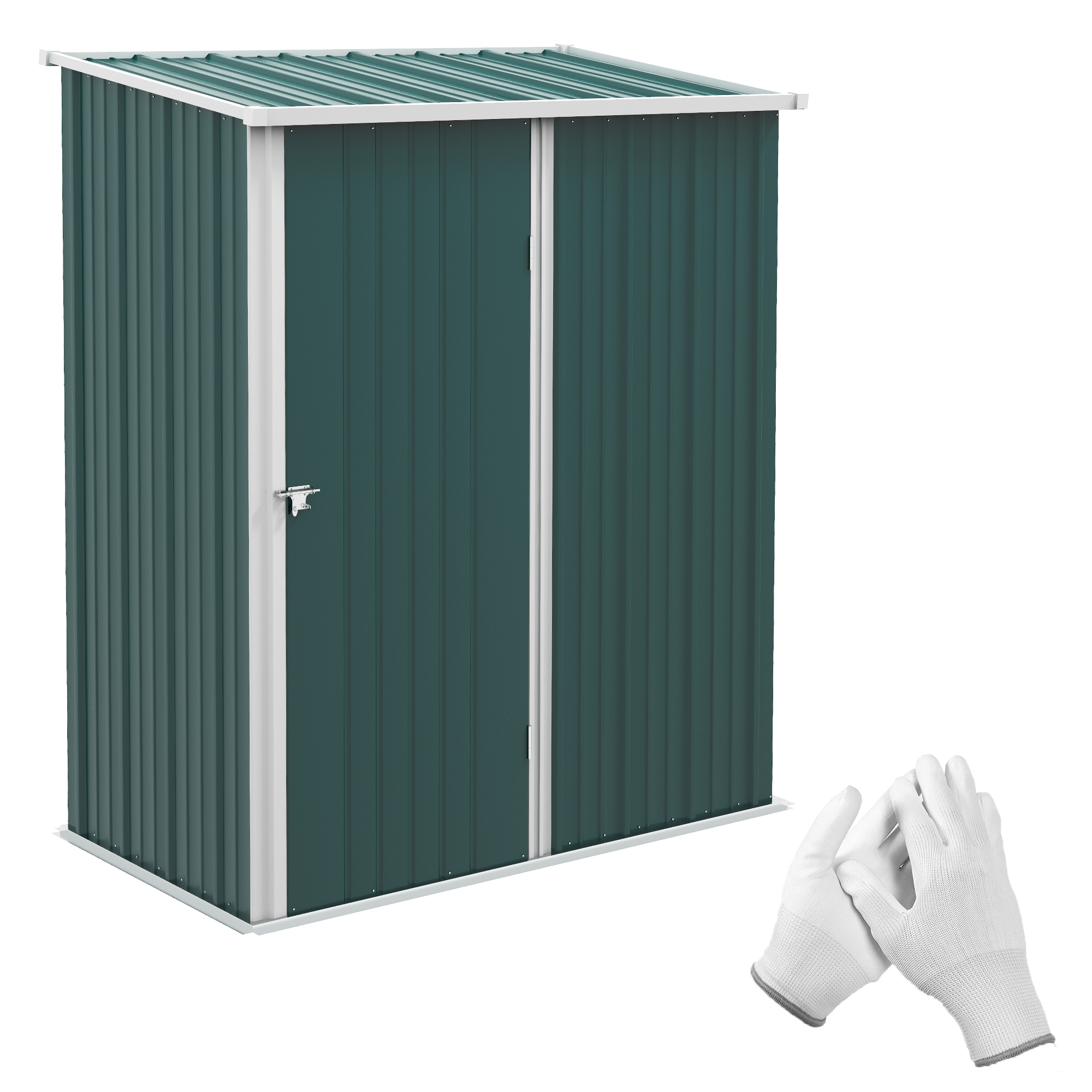 Outdoor Storage Shed, Garden Metal Storage Shed w/ Single Door for Garden, Patio, Lawn, 5.3ft x 3.1ft, Green - Life Essentials