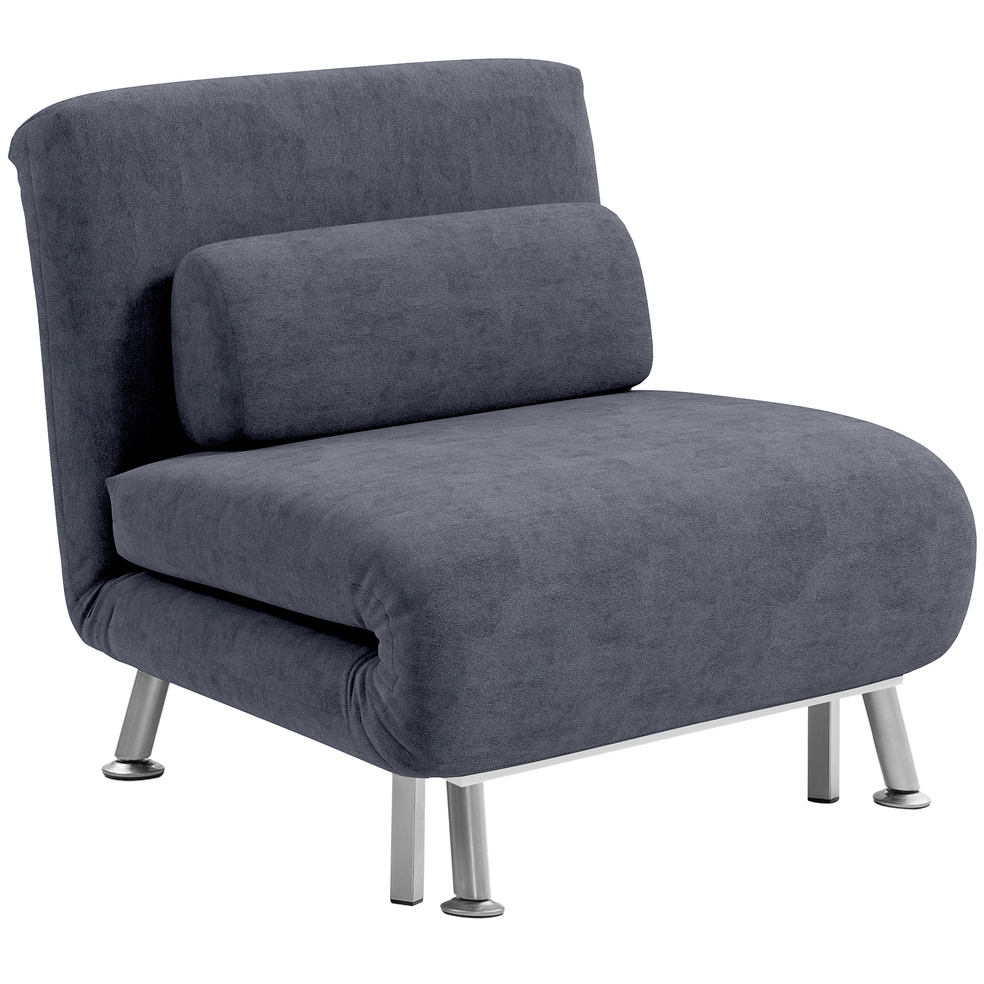 Single Sofa Bed - Velvet-Feel Sleeper Chair Dark Grey 75cm - Life Essentials