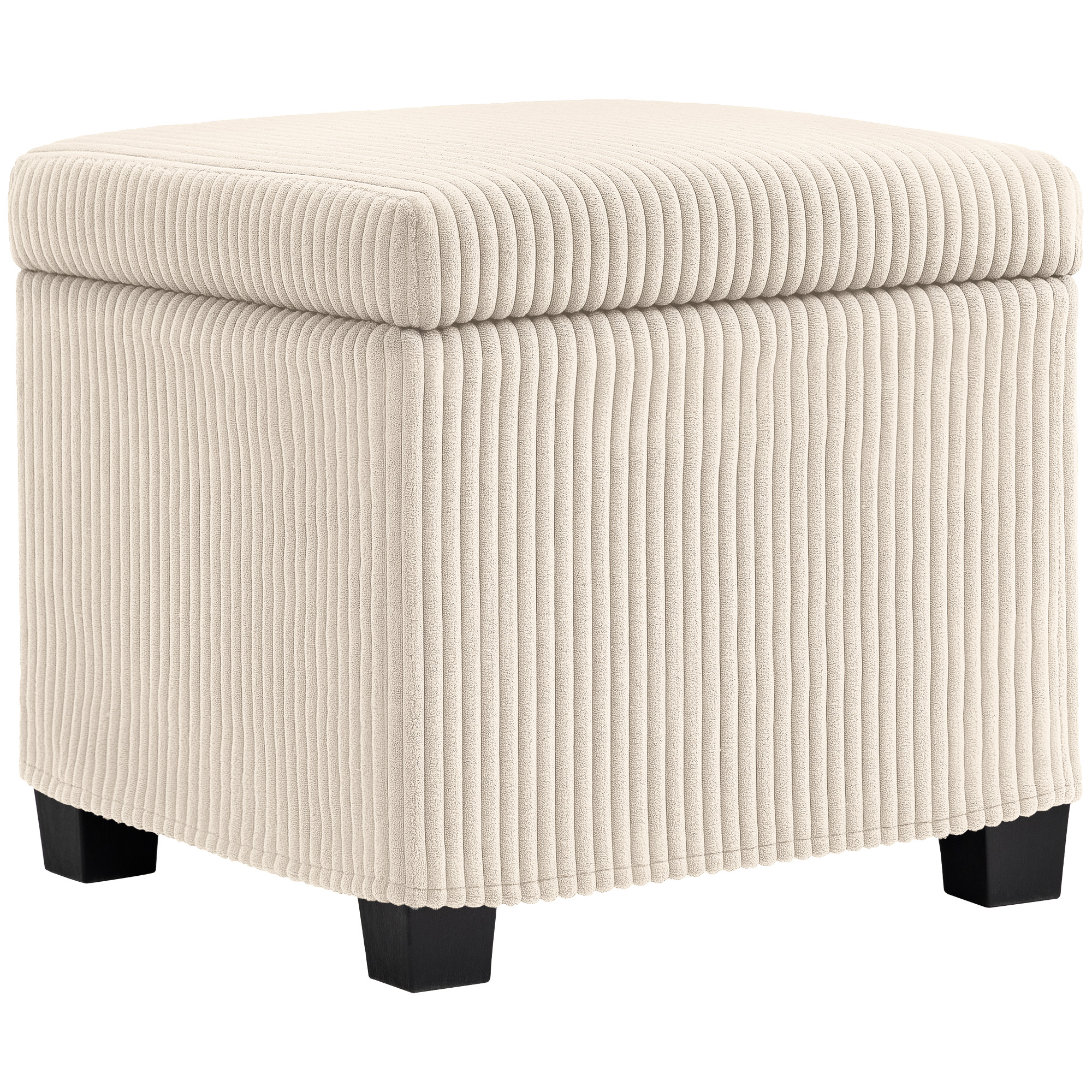 HERON Storage Ottoman Bench, Corduroy Footstool with Removable Lid and Legs, 40cm Storage Chest Box for Living Room, Bedroom, Hallway, Beige - Life 