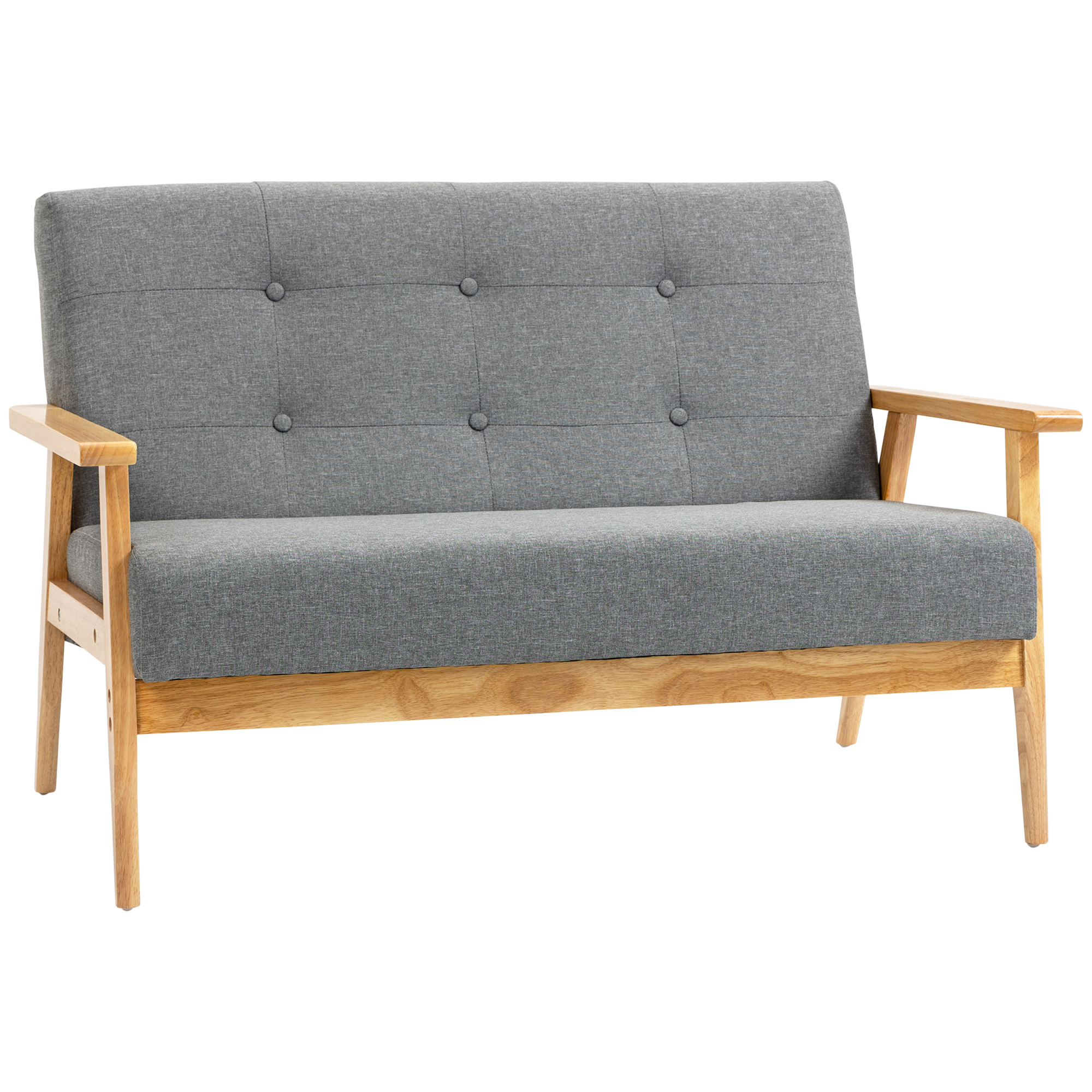 Modern 2 Seat Tufted Linen Sofa - Dark Grey