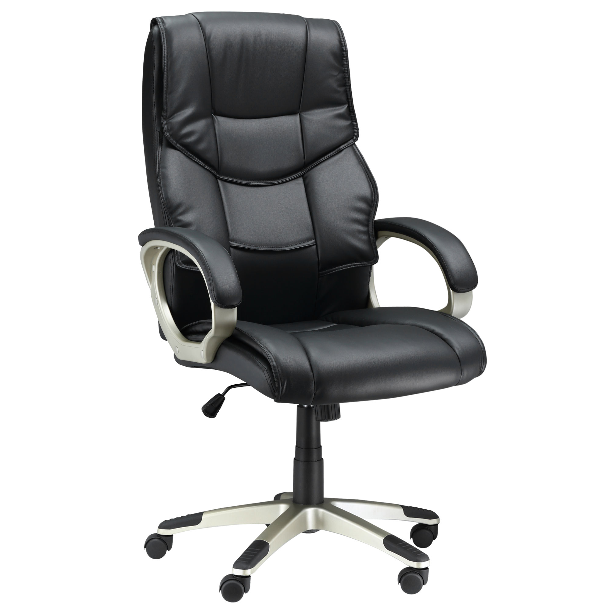 Home Office Chair High Back Computer Desk Chair with Faux Leather Adjustable Height Rocking Function Black - Life Essentials