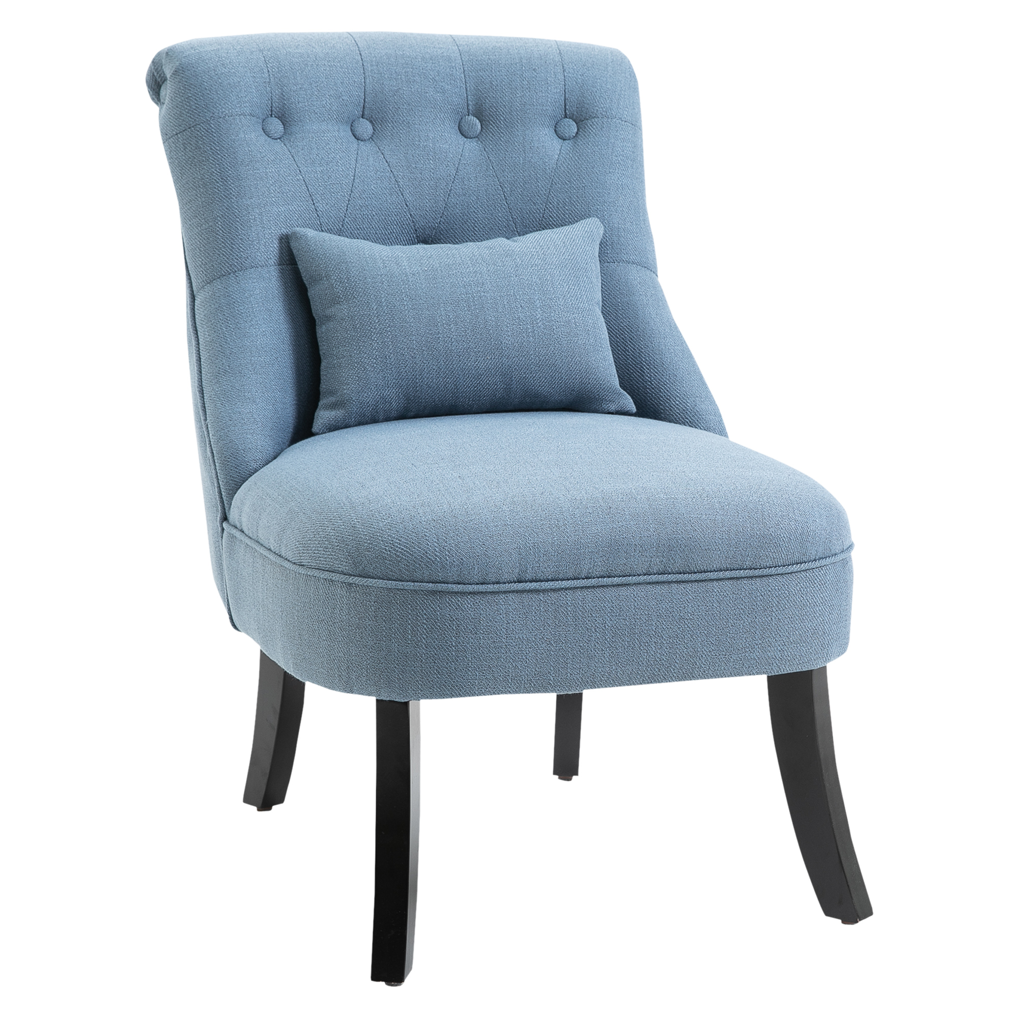 Fabric Single Sofa Dining Chair Tub Chair Upholstered W/ Pillow Solid Wood Leg Home Living Room Furniture Blue - Life Essentials