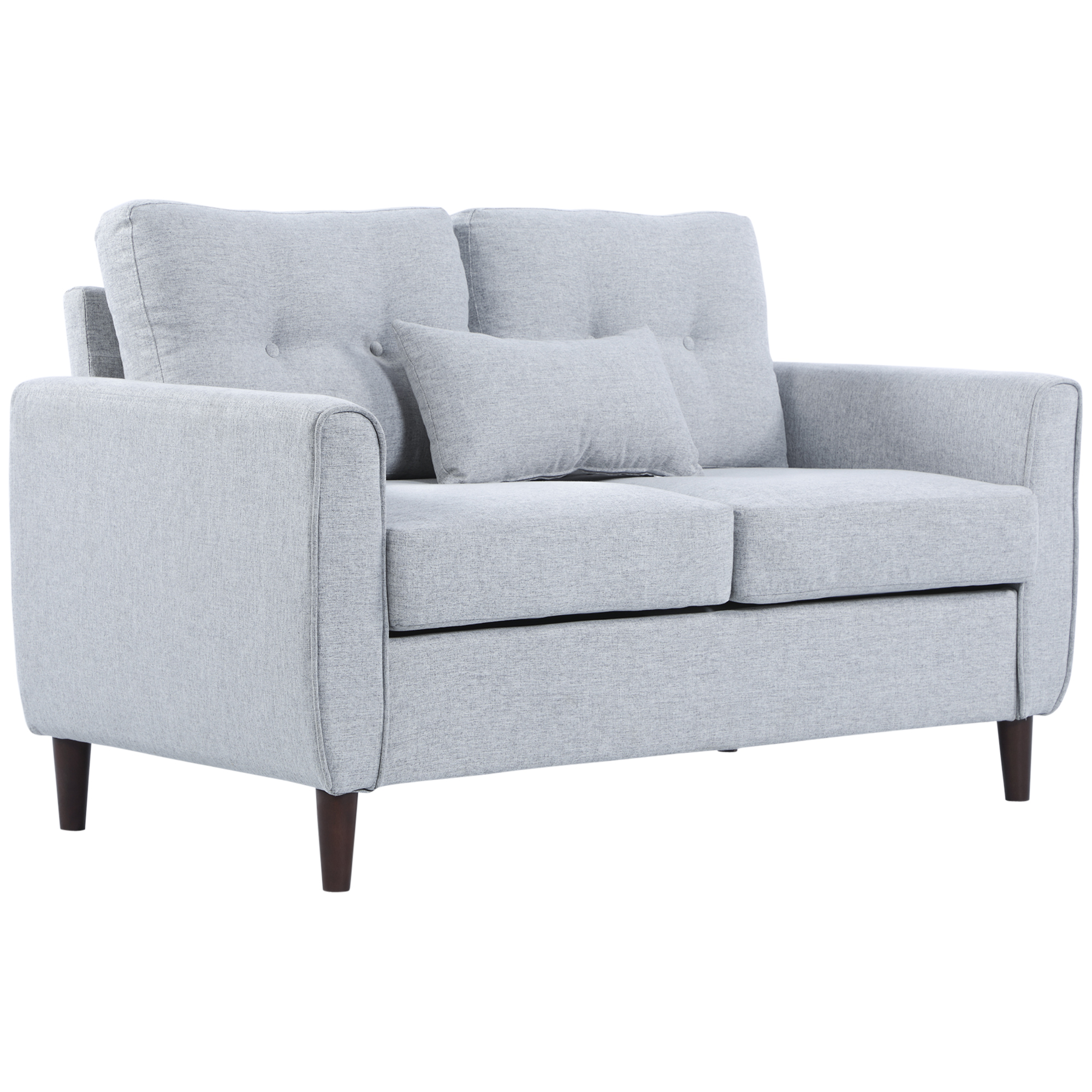 2 Seat Sofa Double Sofa Loveseat Fabric Wooden Legs Tufted Design for Living Room, Dining Room, Office, Light Grey - Life Essentials