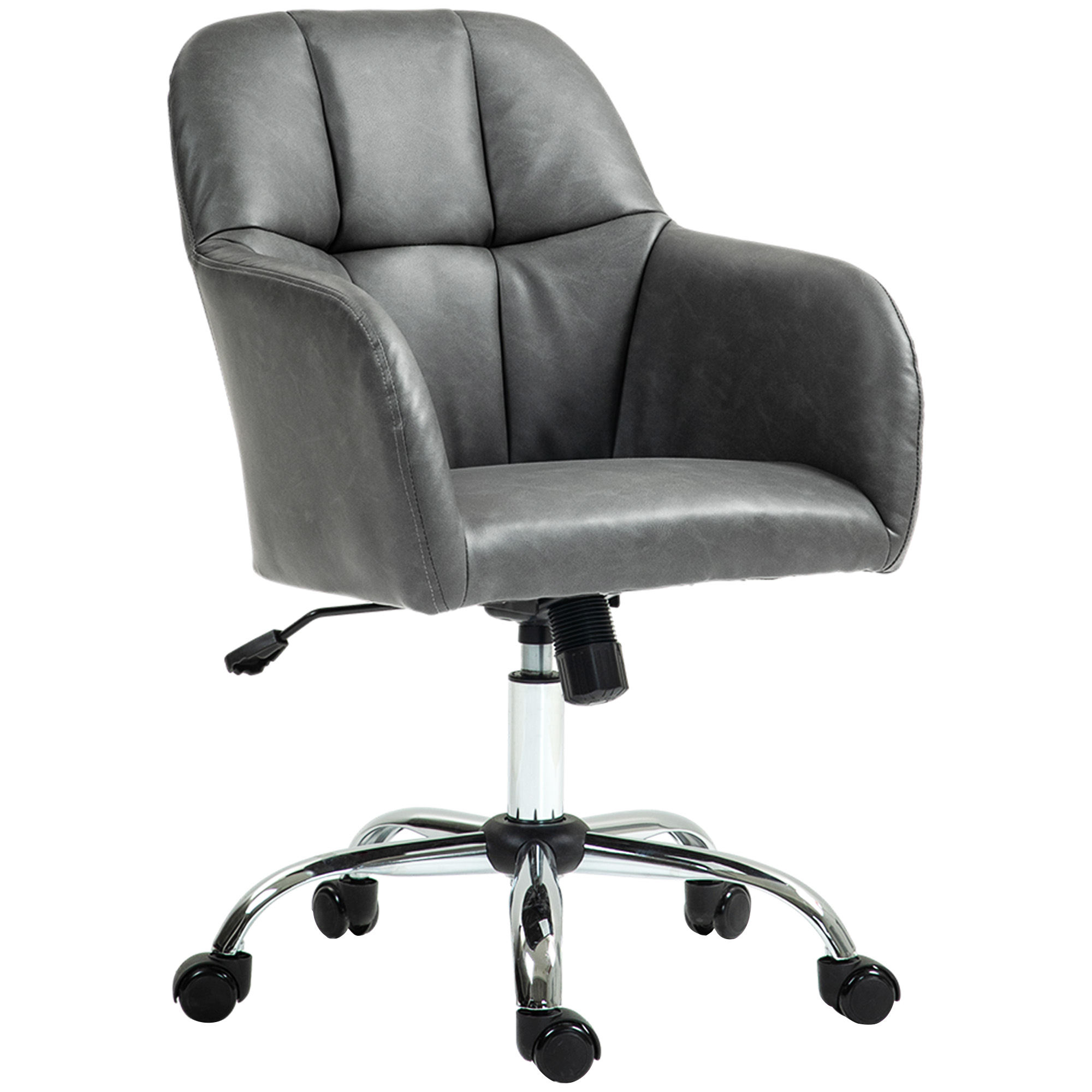 Office Chair - Faux Leather Tub Desk Chair Grey 56cm - Life Essentials
