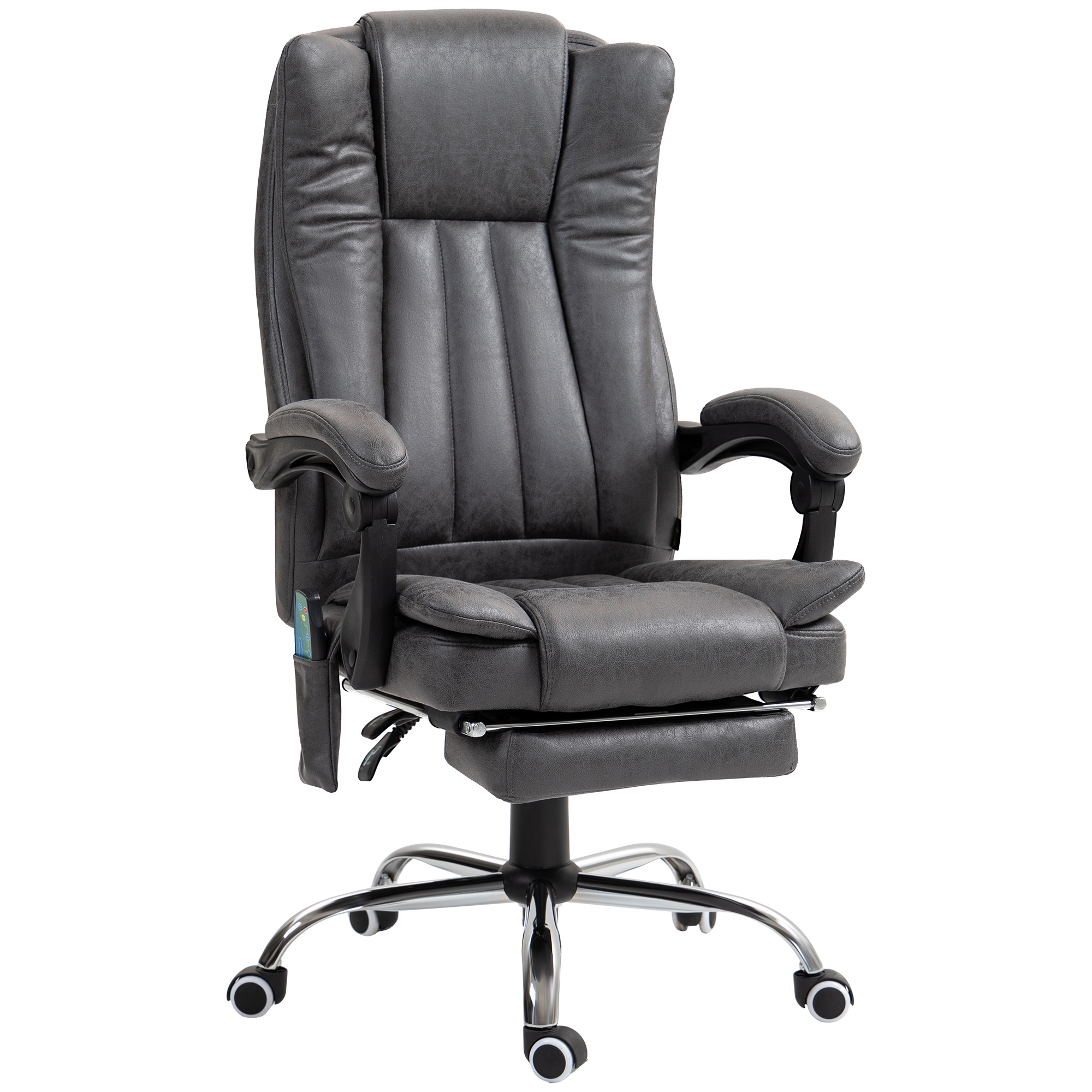 Preston Six-Point Massage Chair with Heat and Footrest - Dark Grey - Life Essentials