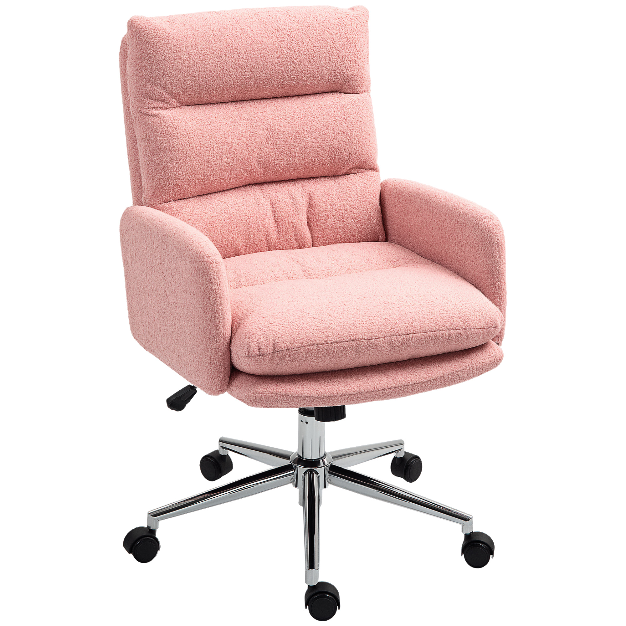 HERON 91-99cm Sherpa Fleece Office Chair - Pink - Life Essentials