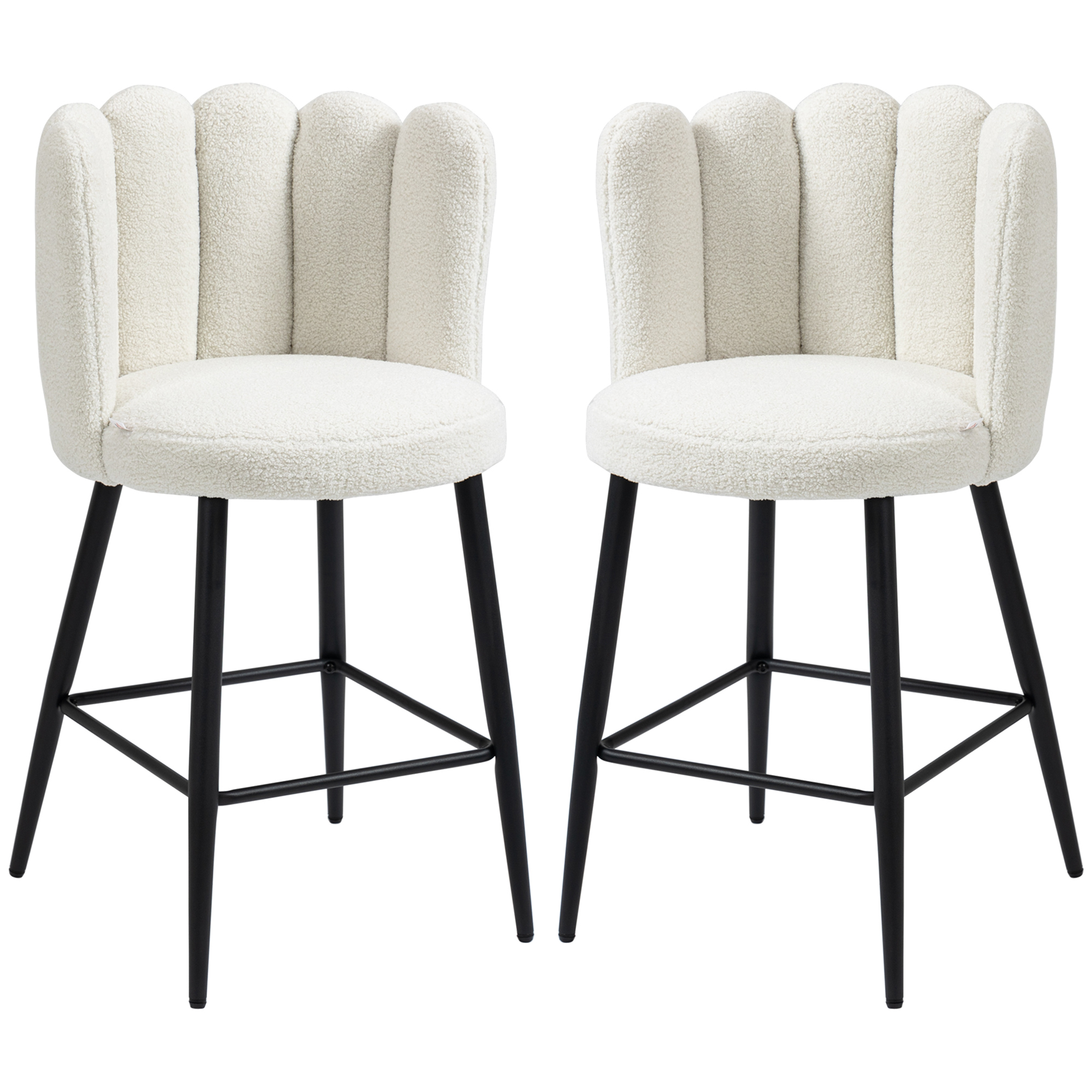 Scott Set of 2 Faux Cashmere Breakfast Bar Chairs - Cream - Life Essentials