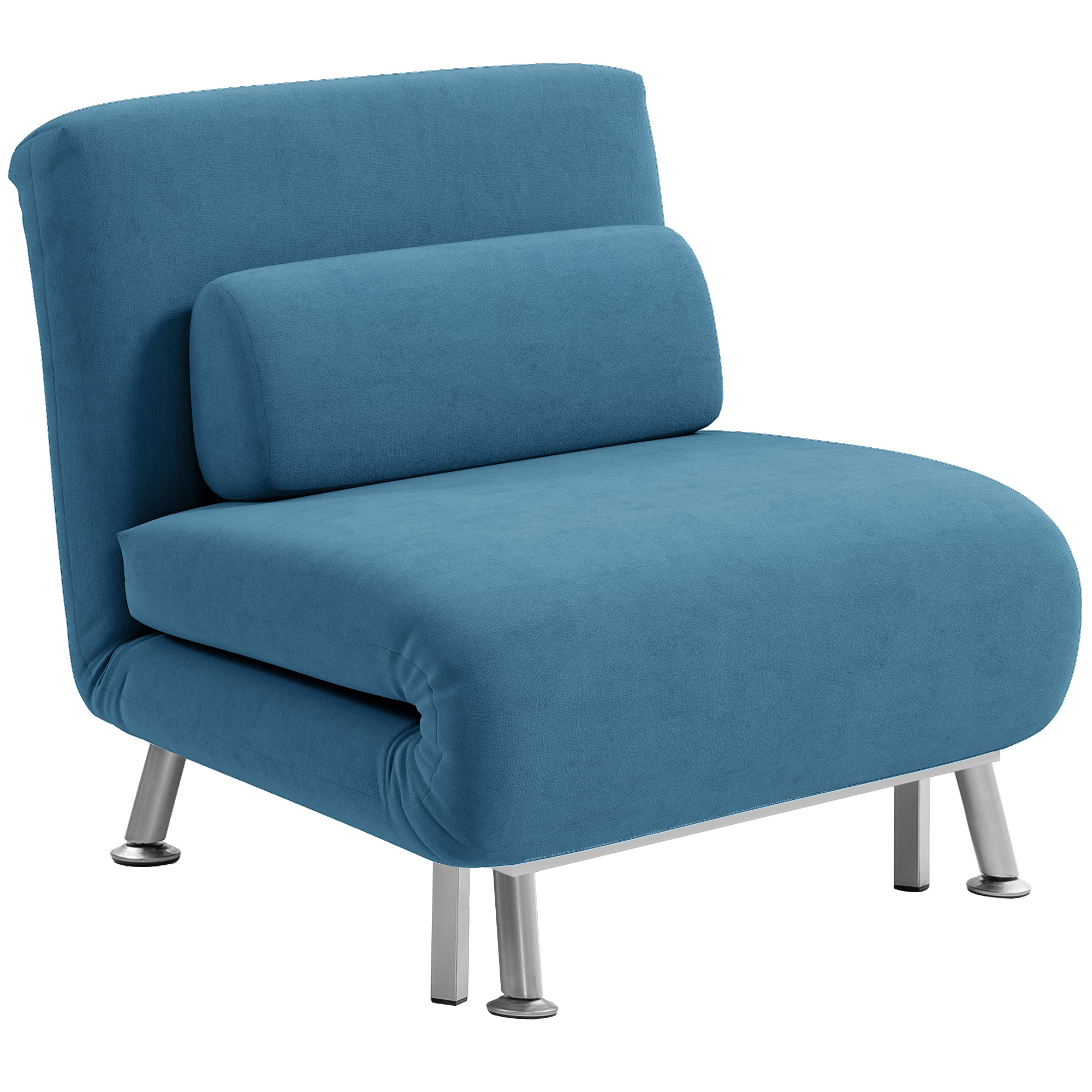 Single Sofa Bed - 1 Person Sleeper Foldable Lounge with Pillow Navy Blue 75cm - Life Essentials
