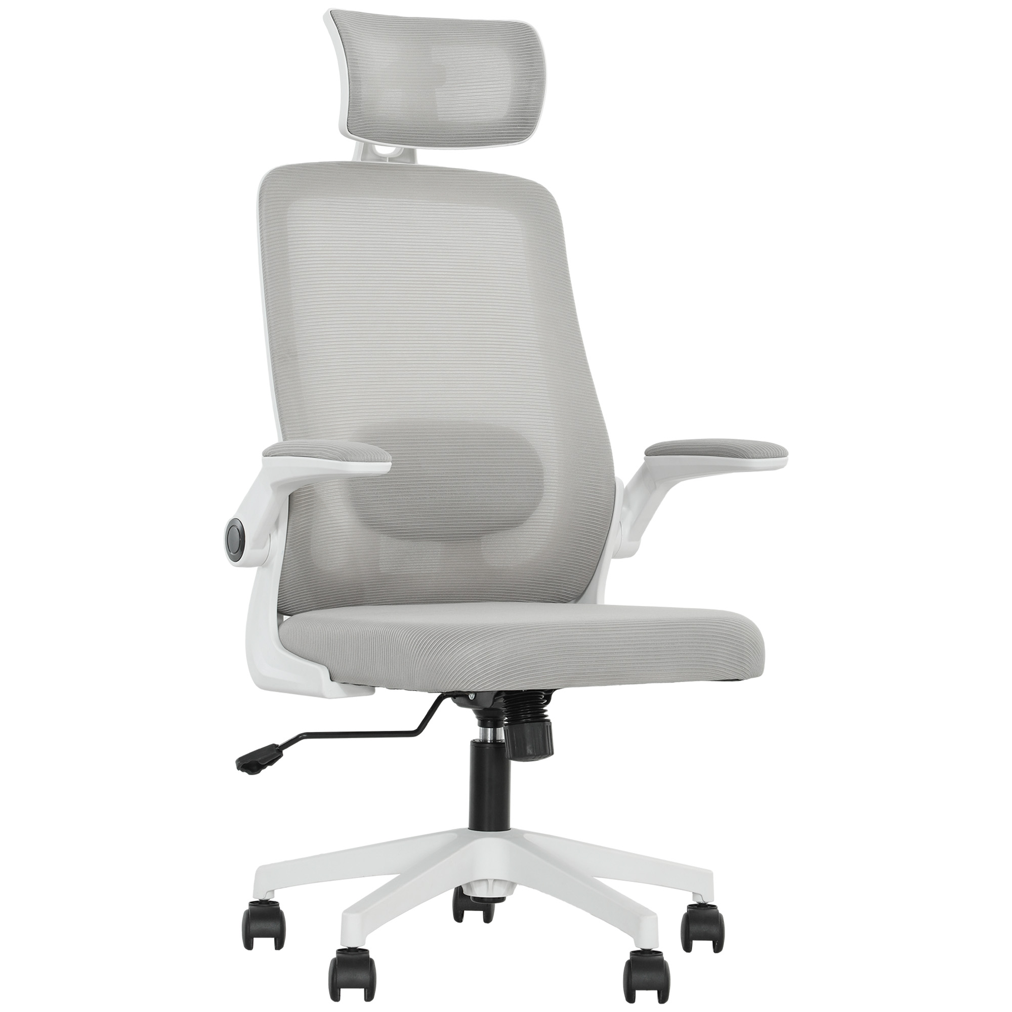 HERON Executive Office Chair, Ergonomic Mesh High Back Desk Chair with Flip-up Armrest, Adjustable Lumbar Support, Grey - Life Essentials