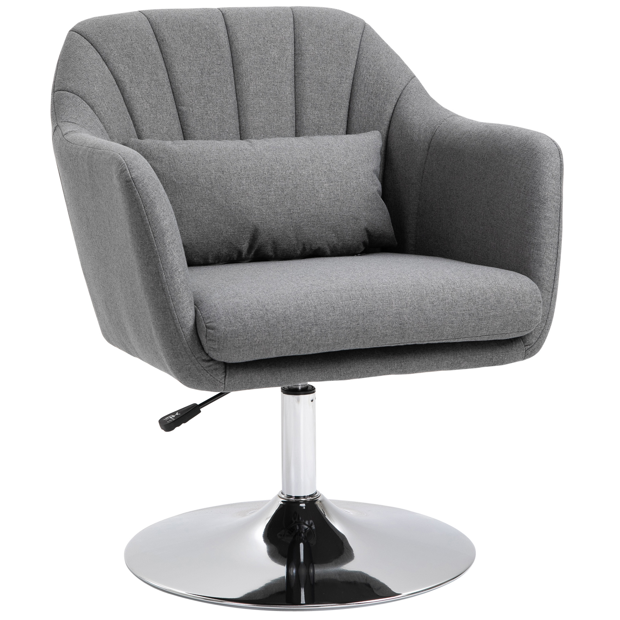 Swivel Accent Chair Contemporary Vanity Armchair with Adjustable Height Thick Cushion Lumbar Support Armrest for Bedroom - Life Essentials