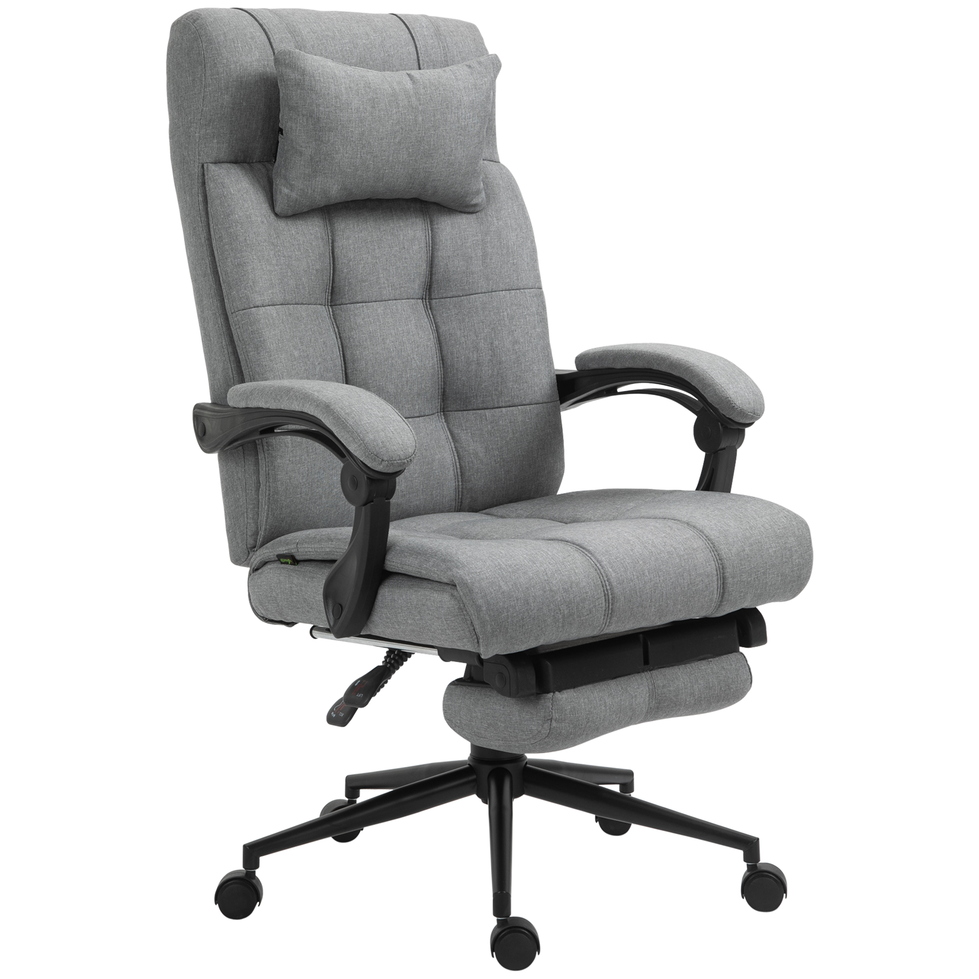 Office Chair with Footrest Ergonomic Office Chair with Armrests Lumber Support and Headrest Light Grey - Life Essentials