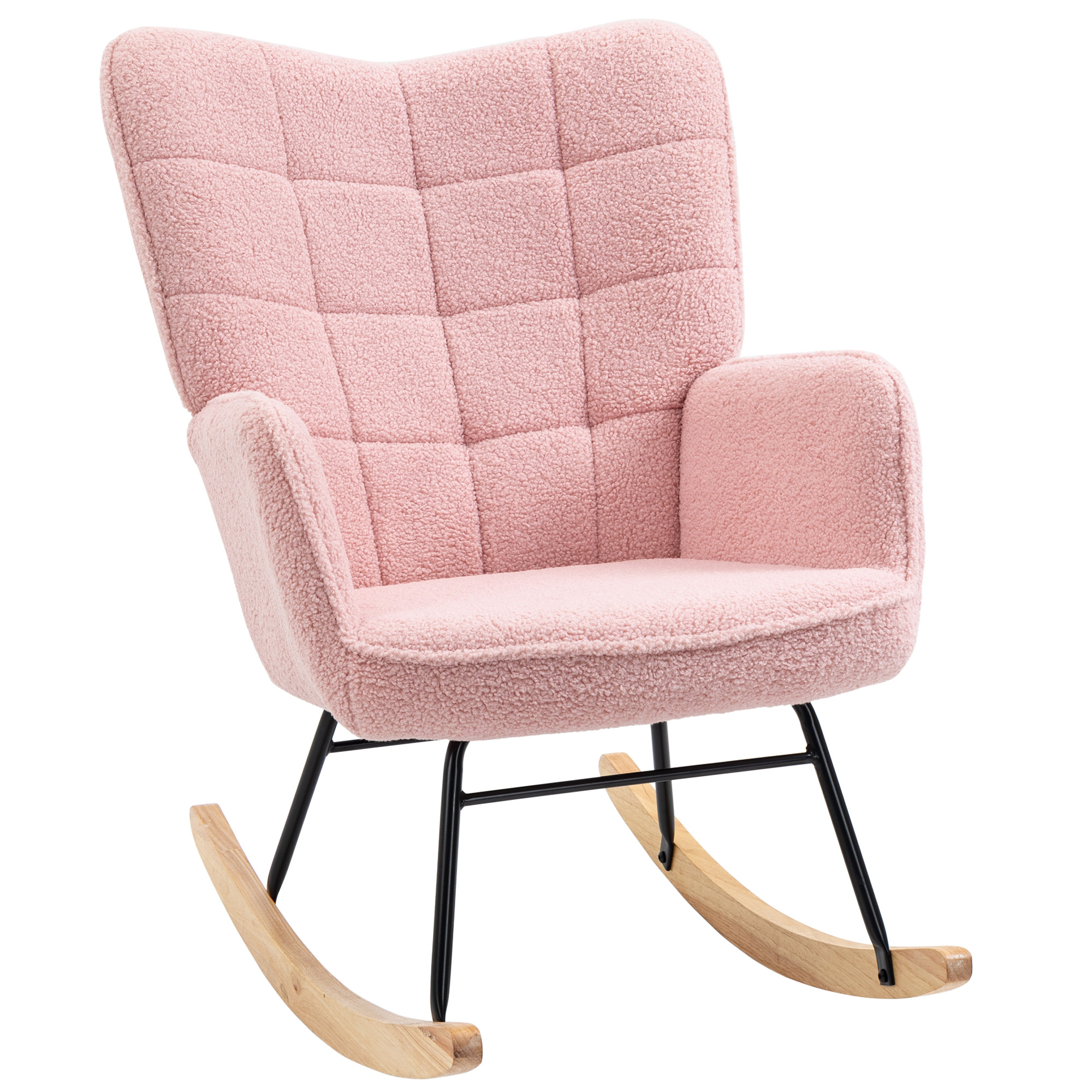 HERON Soft Fleecey Rocking Wingback Chair - Pink - Life Essentials