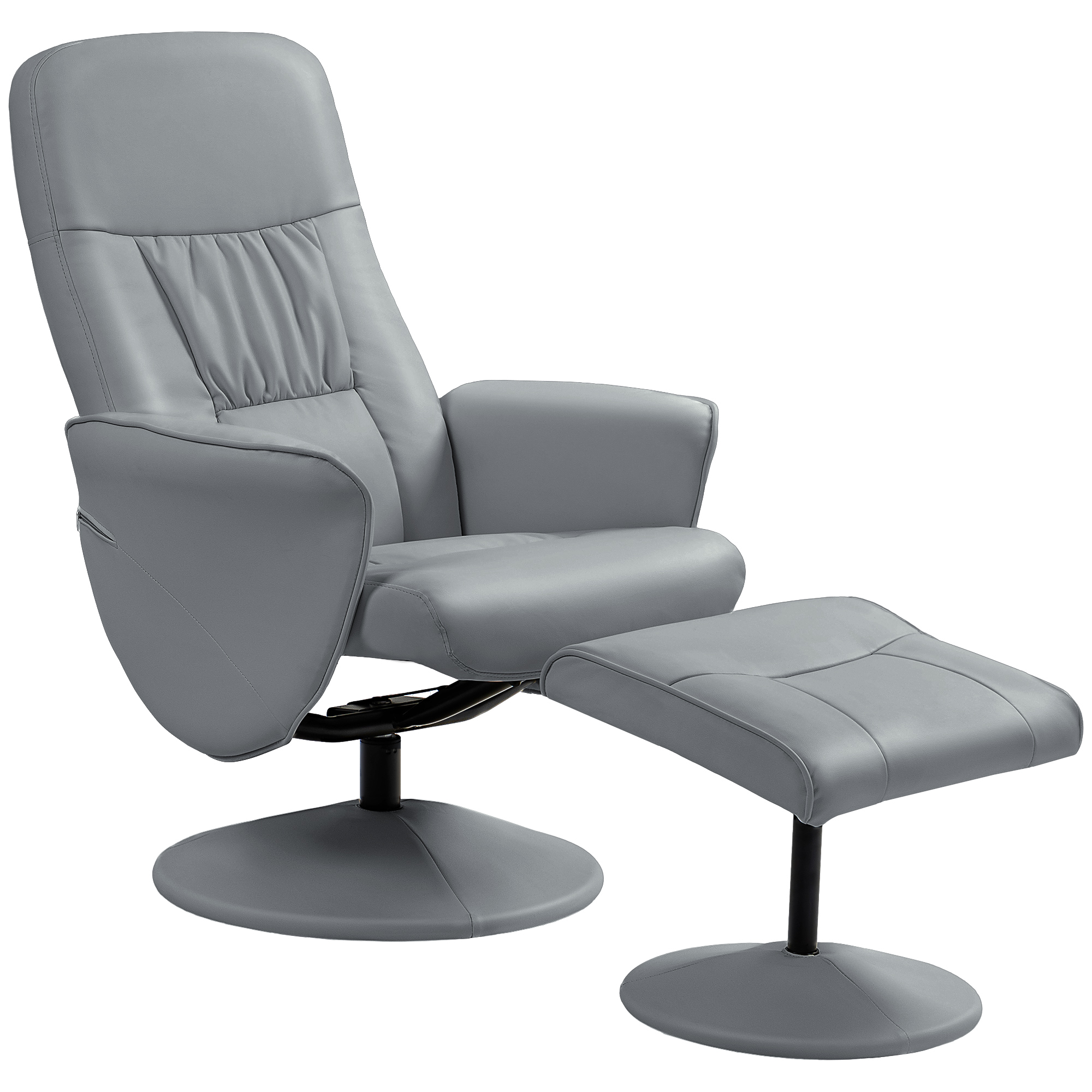 Scott Swivel Recliner Chair with Footstool - Light Grey - Life Essentials