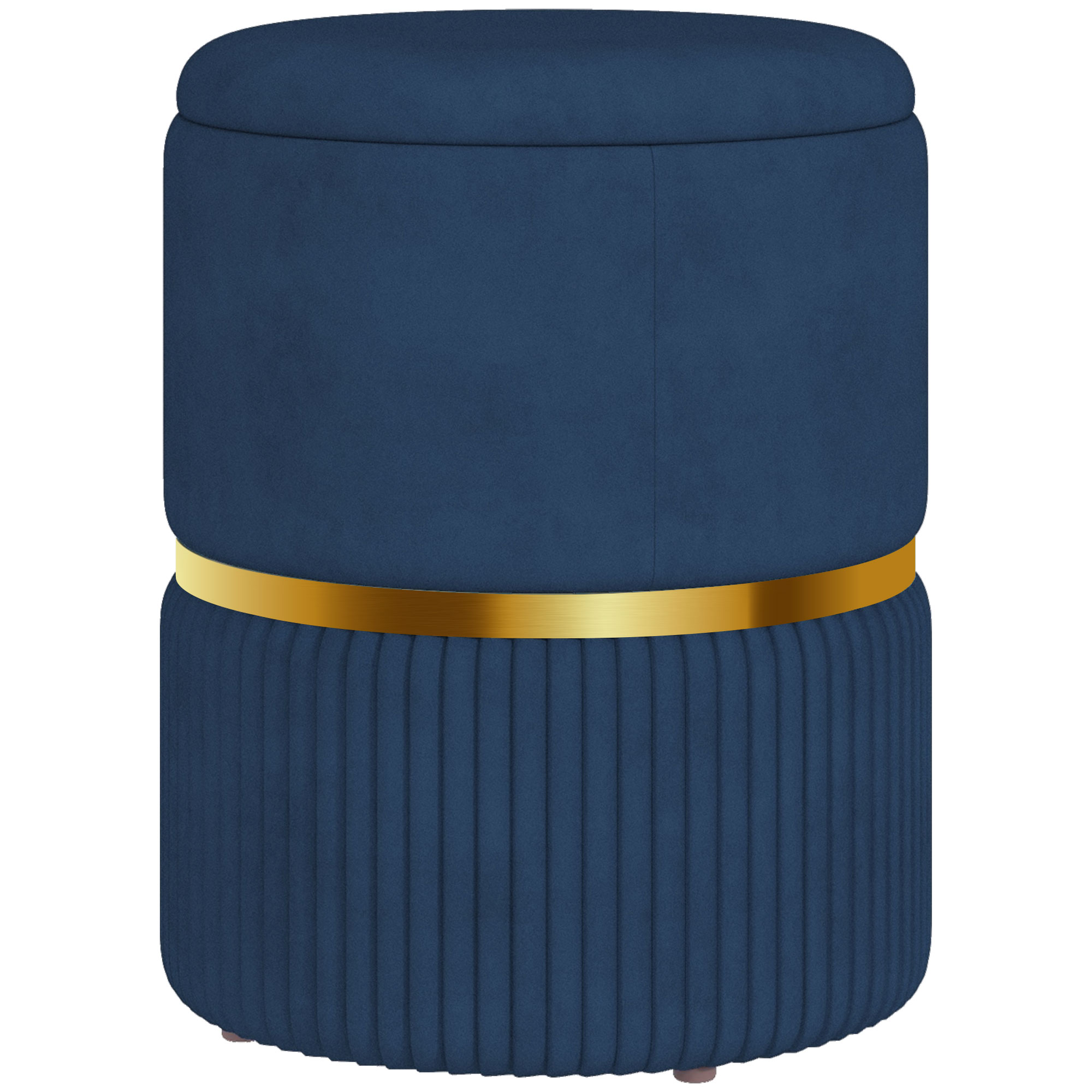 Round Ottoman Stool with Storage, Velvet-feel Fabric Upholstered Pouffe Foot Stool with Padded Seat and Hidden Space - Life Essentials
