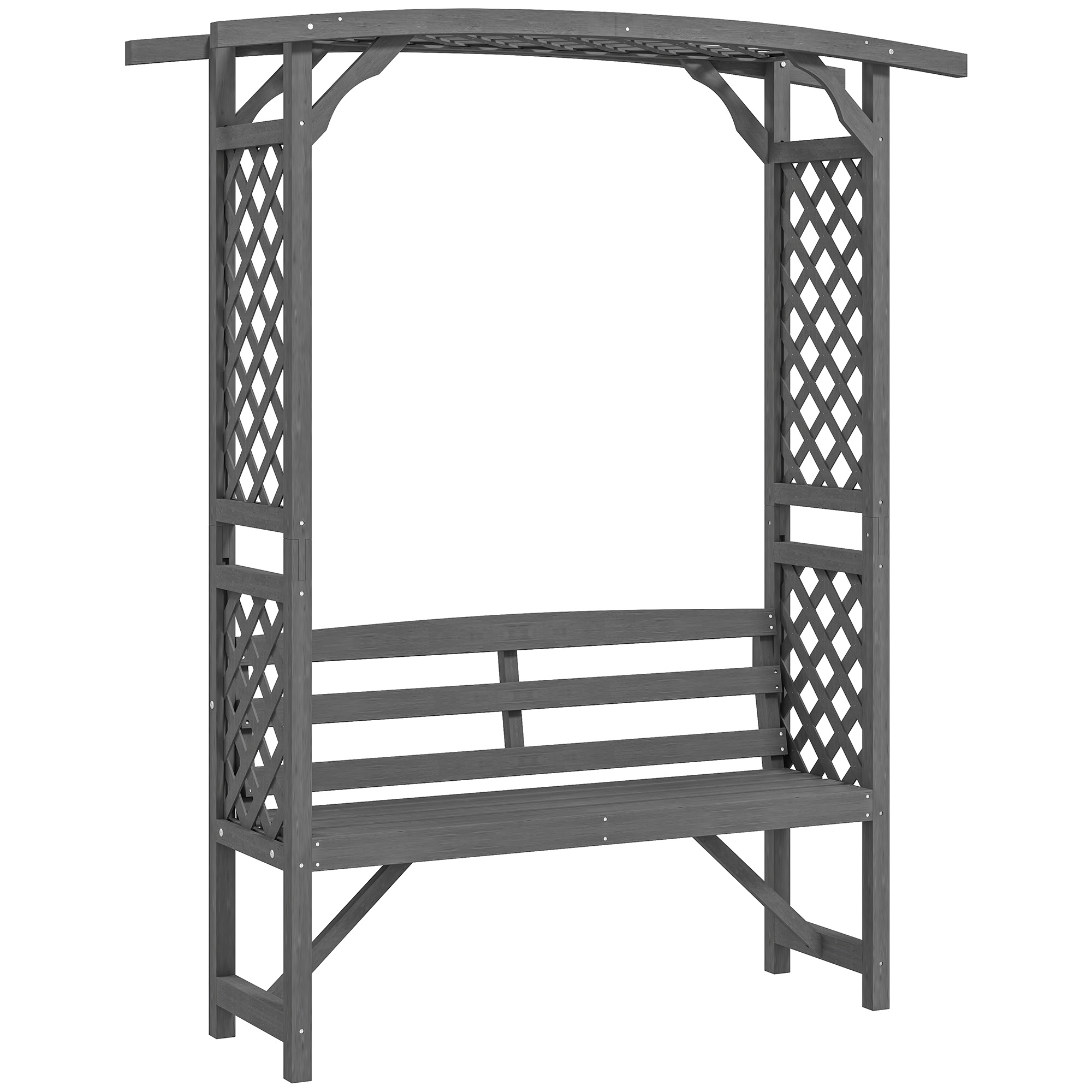 SUNVISTA Garden Bench, Wooden Garden Arbour with Seat for Vines/Climbing Plants, Grey - Life Essentials