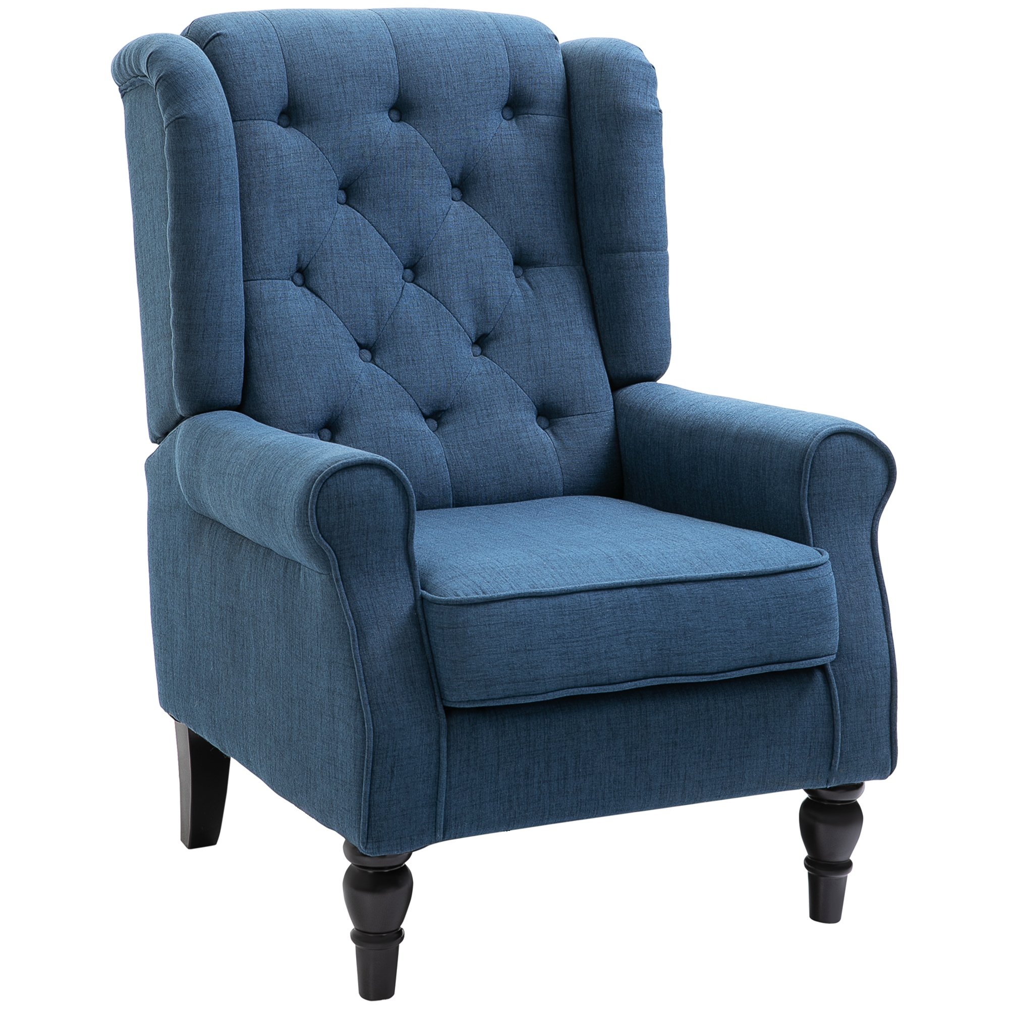 Wingback Accent Chair Button Tufted Upholstered for Living Room - Blue - Life Essentials