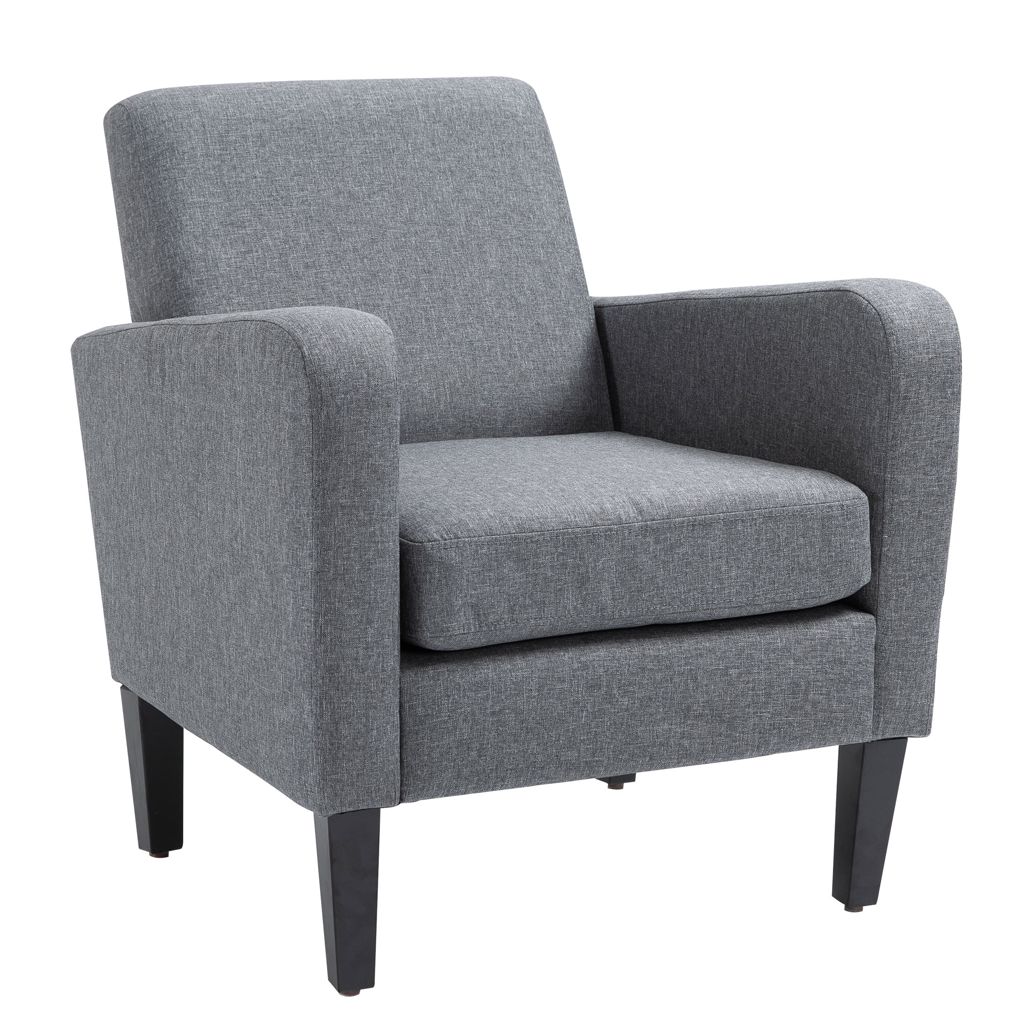 Linen Single Armchair, with Padded Seat - Grey - Life Essentials