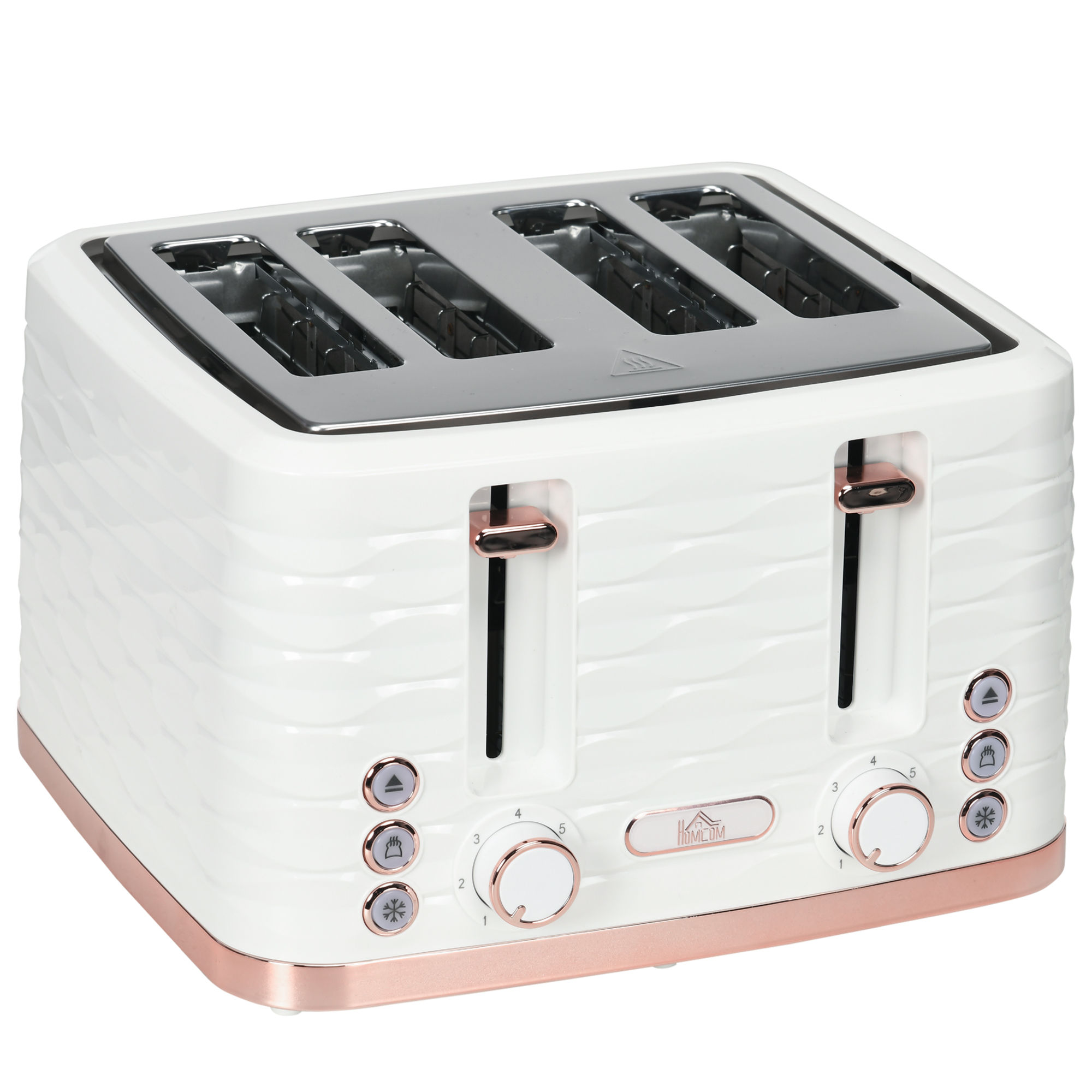 HERON Four-Slice Rippled Toaster - White - Life Essentials