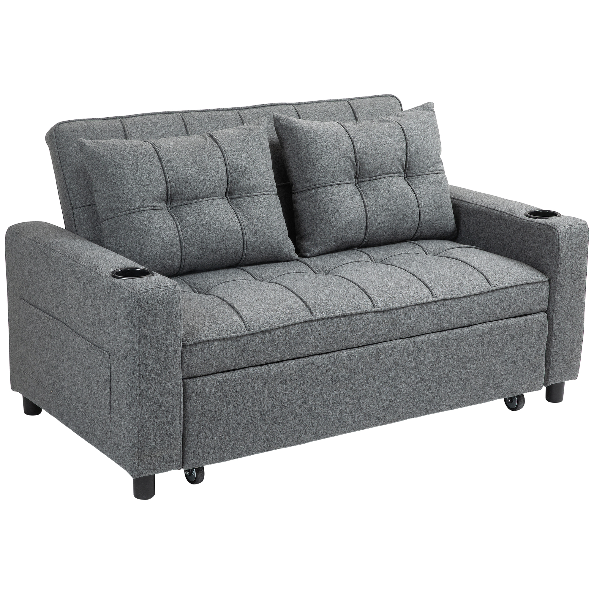 HERON Two-Seater Pull-Out Sofa Bed - Charcoal Grey - Life Essentials