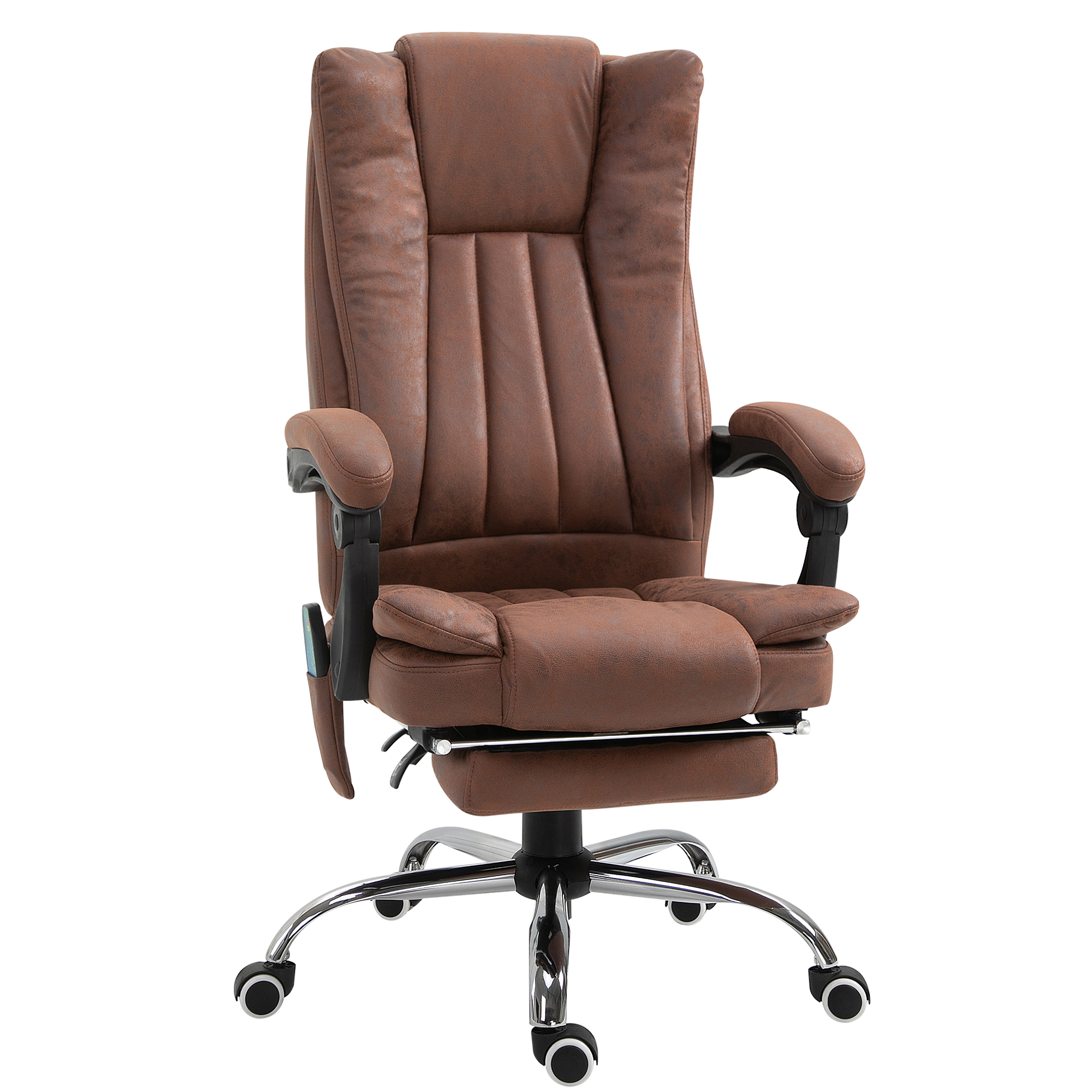 Preston High Back Vibration Massage Office Chair Heated Reclining - Brown - Life Essentials