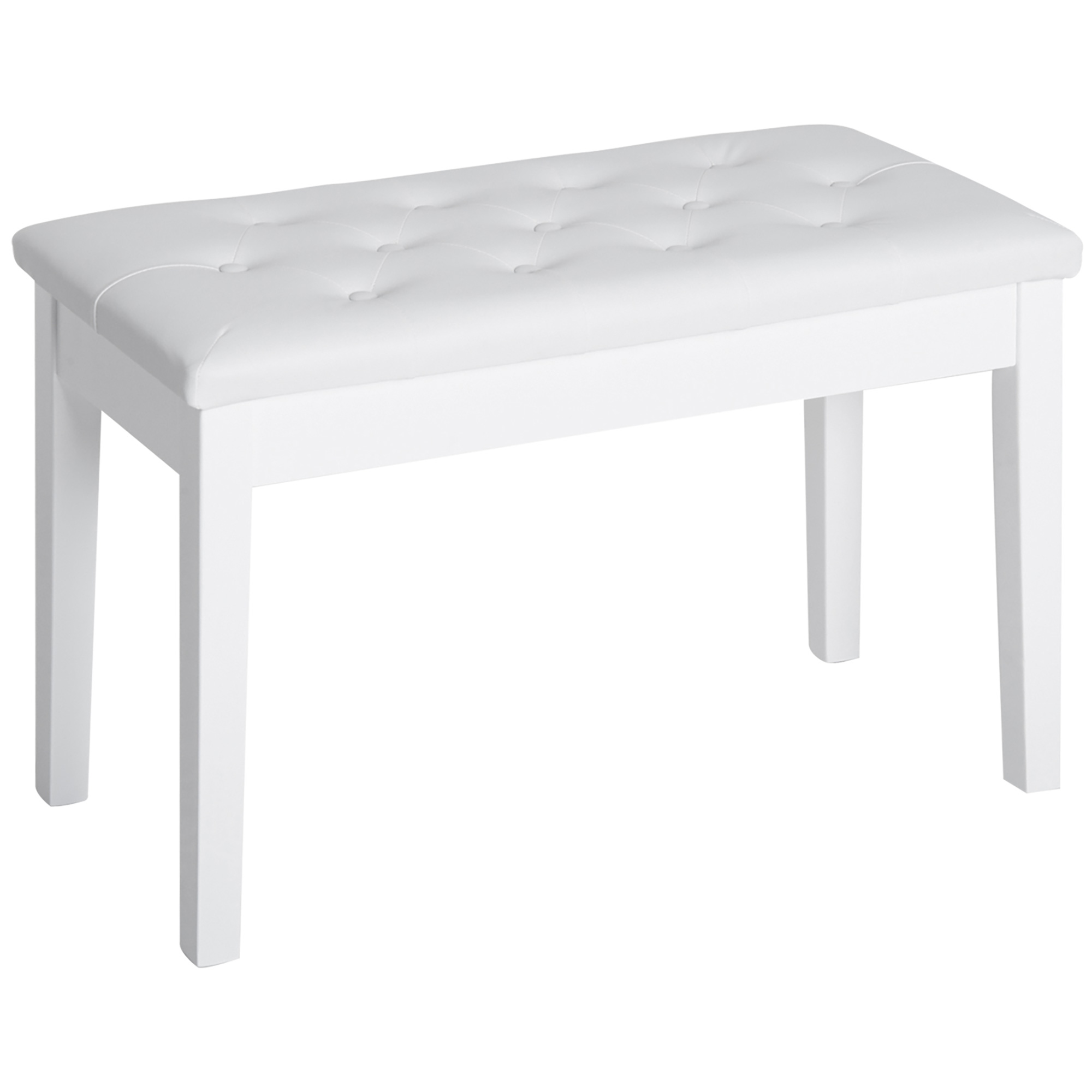 PU Leather Upholstered Piano Stool Makeup Stool Bench Dressing Table Seat with Storage 76x36x50cm, White - Life Essentials