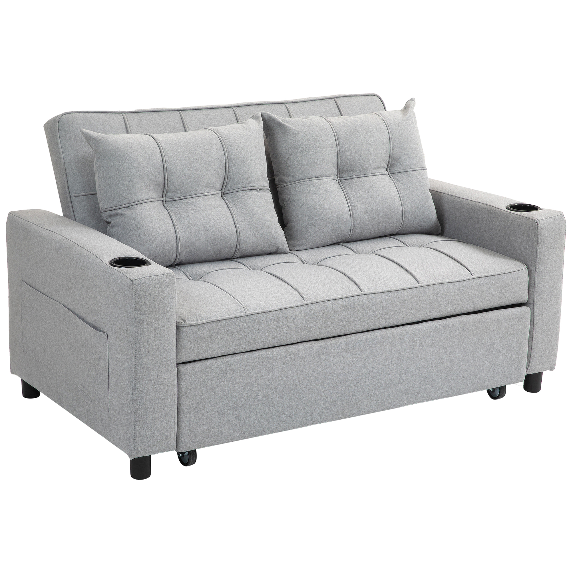 HERON Two-Seater Pull-Out Sofa Bed - Light Grey - Life Essentials