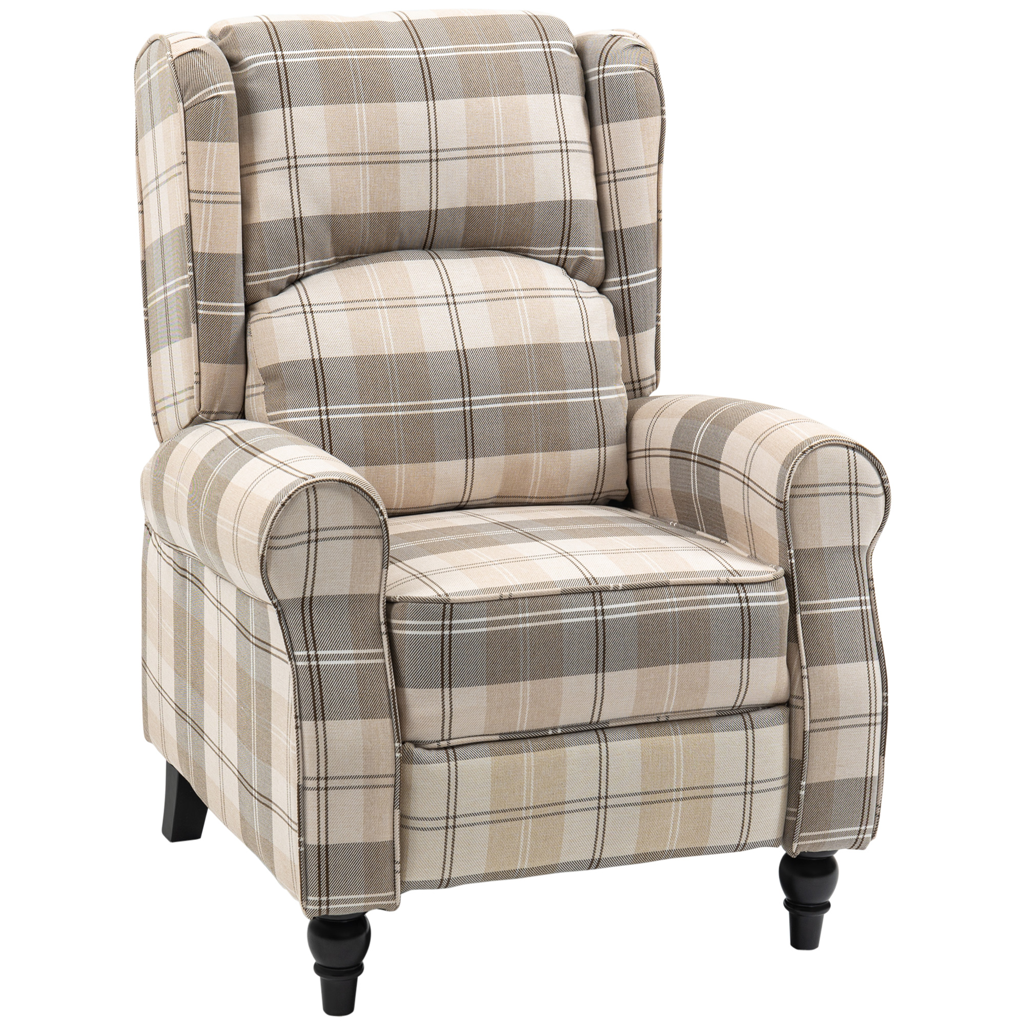 Recliner Armchair Push Back Recliner Chair Living Room Furniture Cushion Padded Seat with Armrest Khaki - Life Essentials