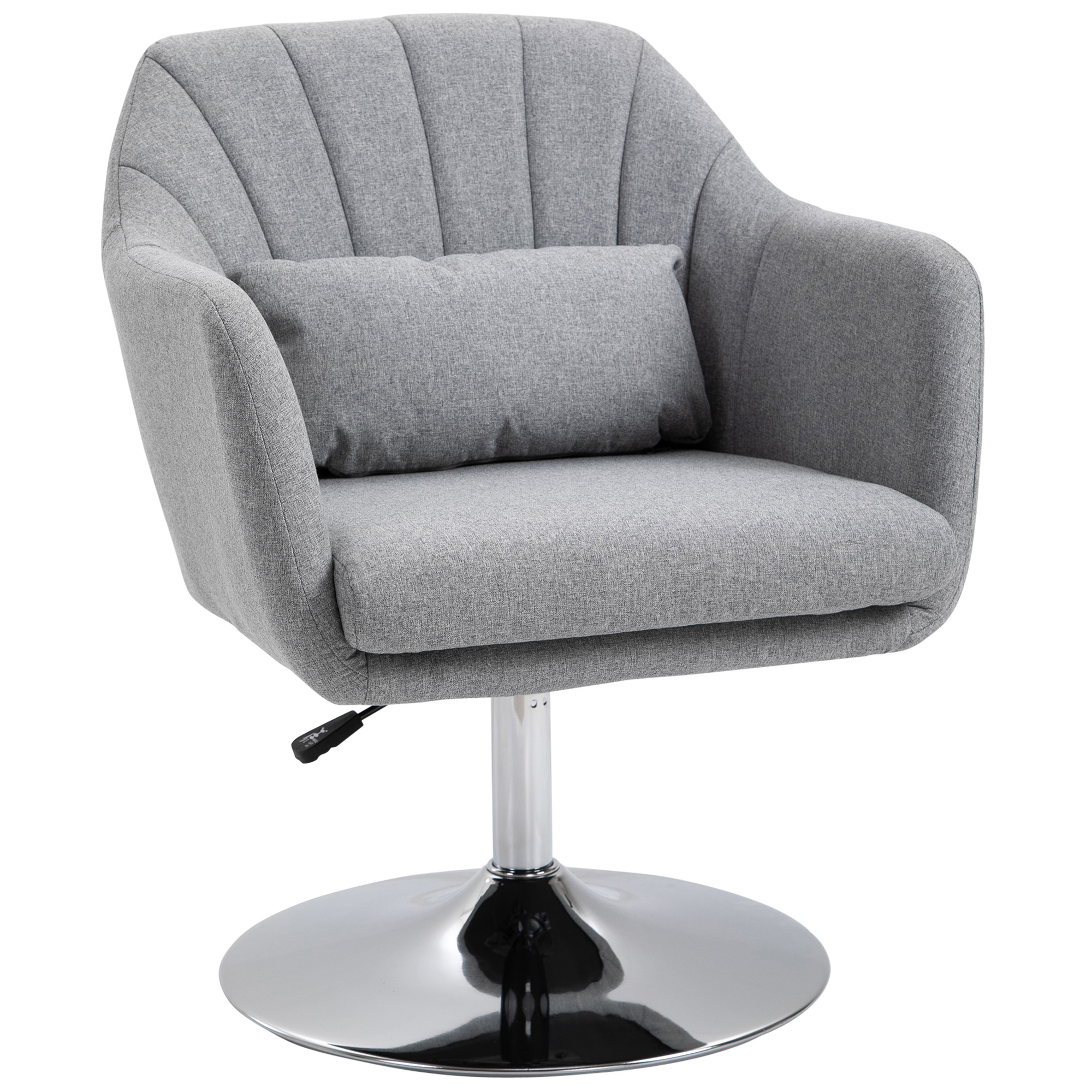 Swivel Accent Chair Contemporary Vanity Armchair with Adjustable Height Thick Cushion Lumbar Support Armrest for Bedroom - Life Essentials